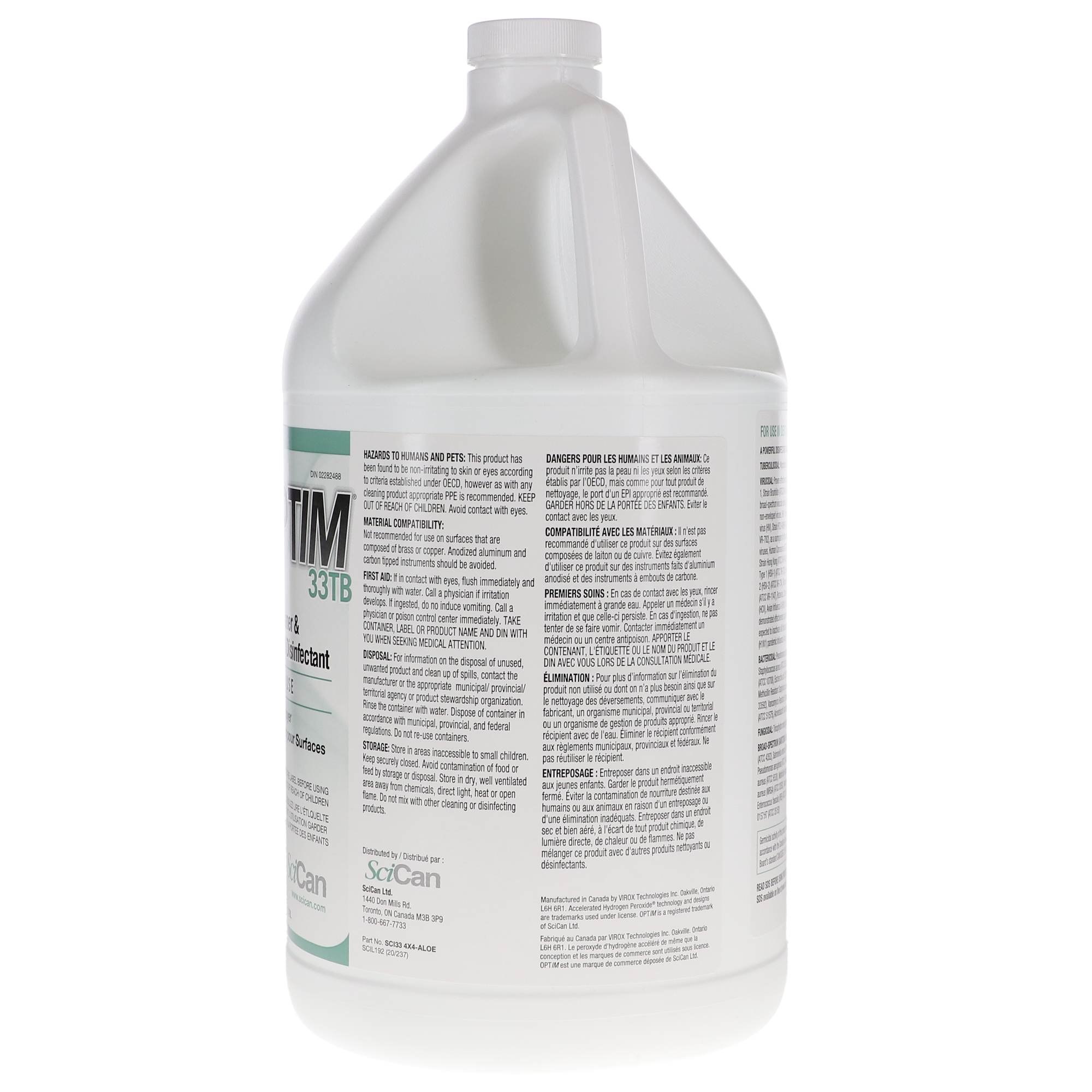 Optim 33TB, Disinfectant Liquid, 4 L Bottle, Aloe Scent, 1/Pk, SCI334X4-ALOE thumbnail 3
