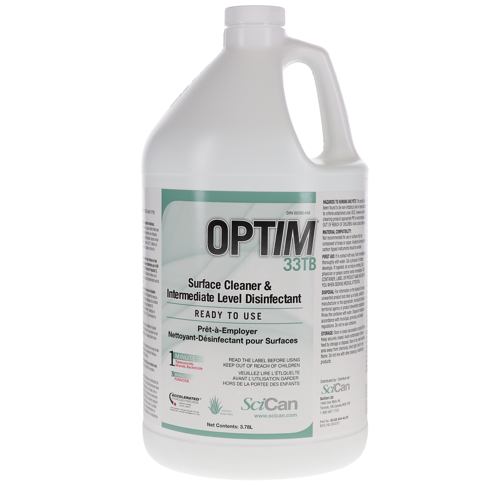 Optim 33TB, Disinfectant Liquid, 4 L Bottle, Aloe Scent, 1/Pk, SCI334X4-ALOE thumbnail 6