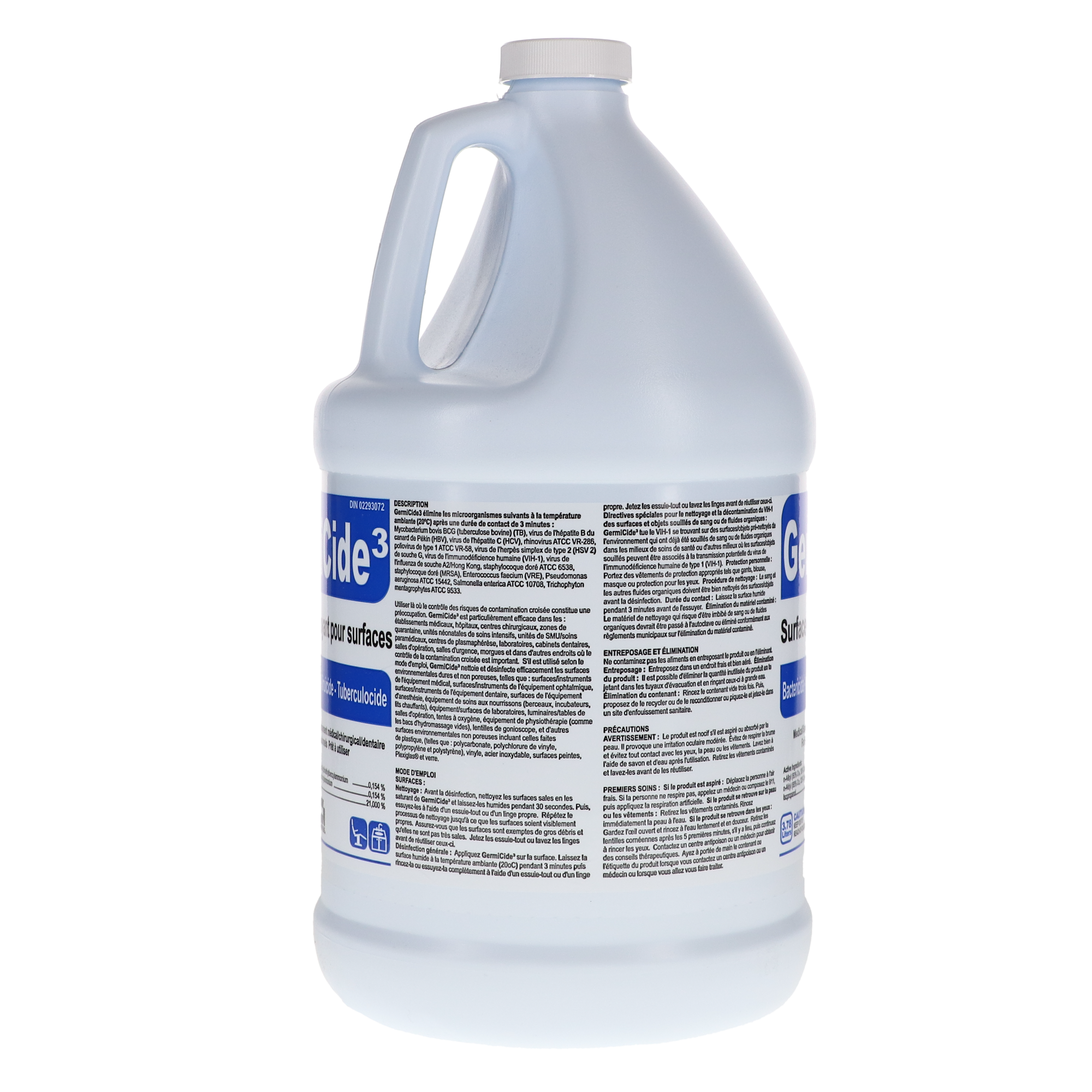 GermiCide 3 Broad-Spectrum Multi-Surface Disinfectant, 3.78 L Bottle, Unscented, 1/Pk, GERMI-3XXL, GERMI-3-XXL thumbnail 2