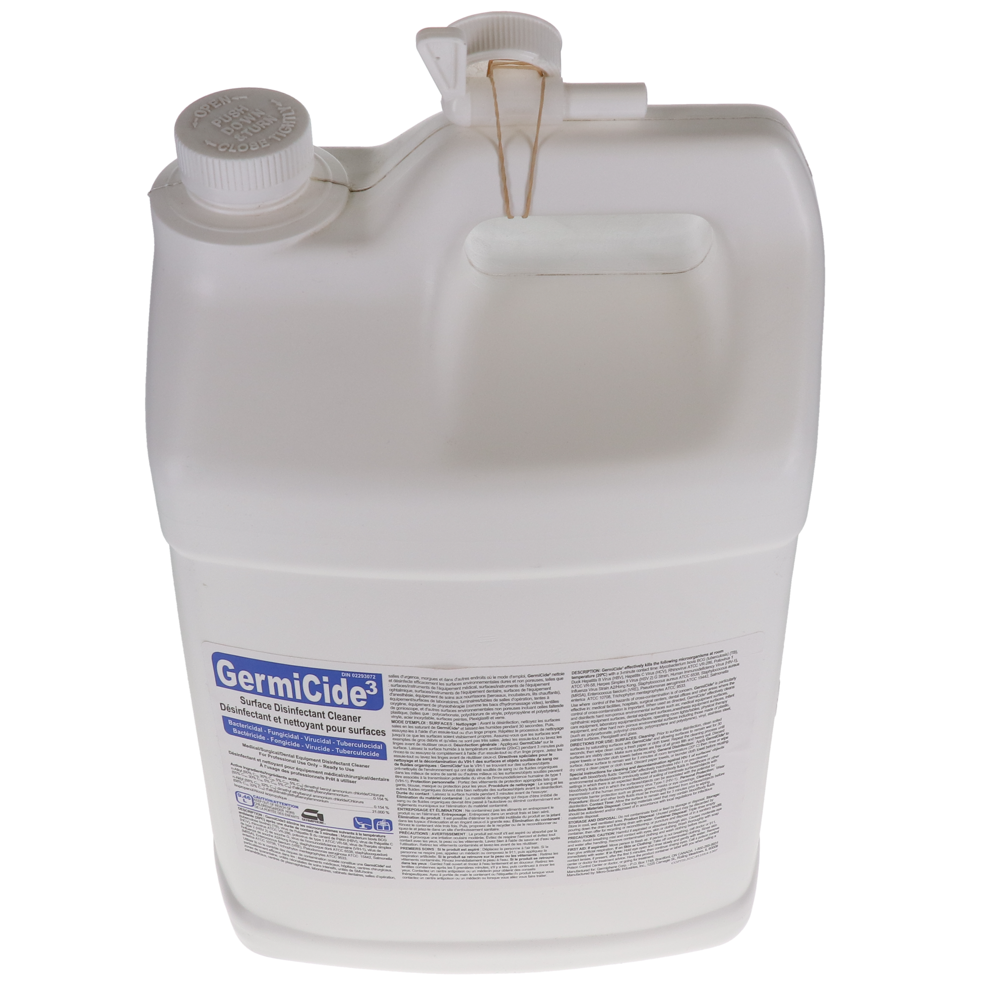 GermiCide 3 Broad-Spectrum Multi-Surface Disinfectant, 9.46 L Bottle, Unscented, 1/Pk, GERMI-3XXXL, GERMI-3-XXXL thumbnail 2