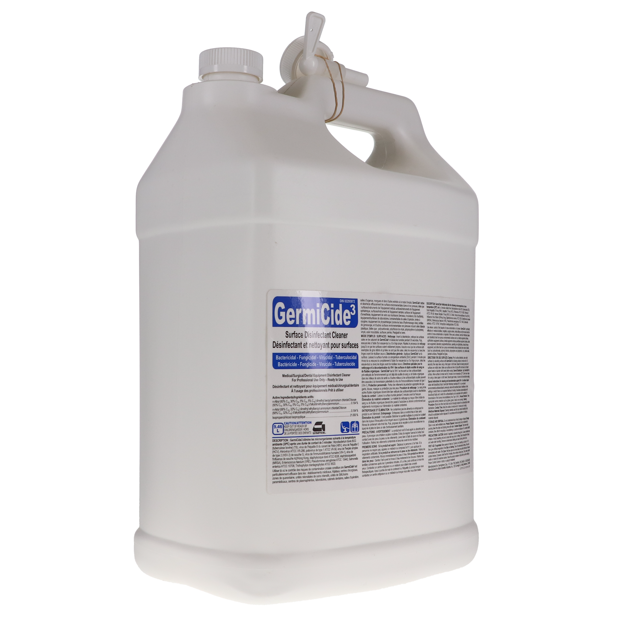 GermiCide 3 Broad-Spectrum Multi-Surface Disinfectant, 9.46 L Bottle, Unscented, 1/Pk, GERMI-3XXXL, GERMI-3-XXXL thumbnail 3