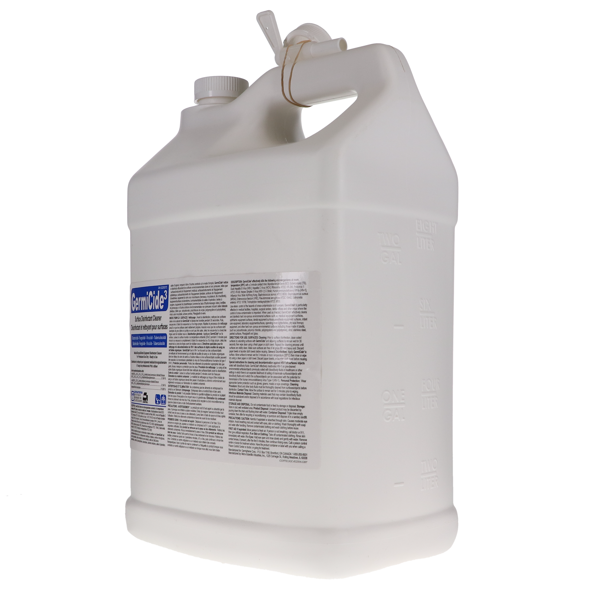 GermiCide 3 Broad-Spectrum Multi-Surface Disinfectant, 9.46 L Bottle, Unscented, 1/Pk, GERMI-3XXXL, GERMI-3-XXXL thumbnail 4