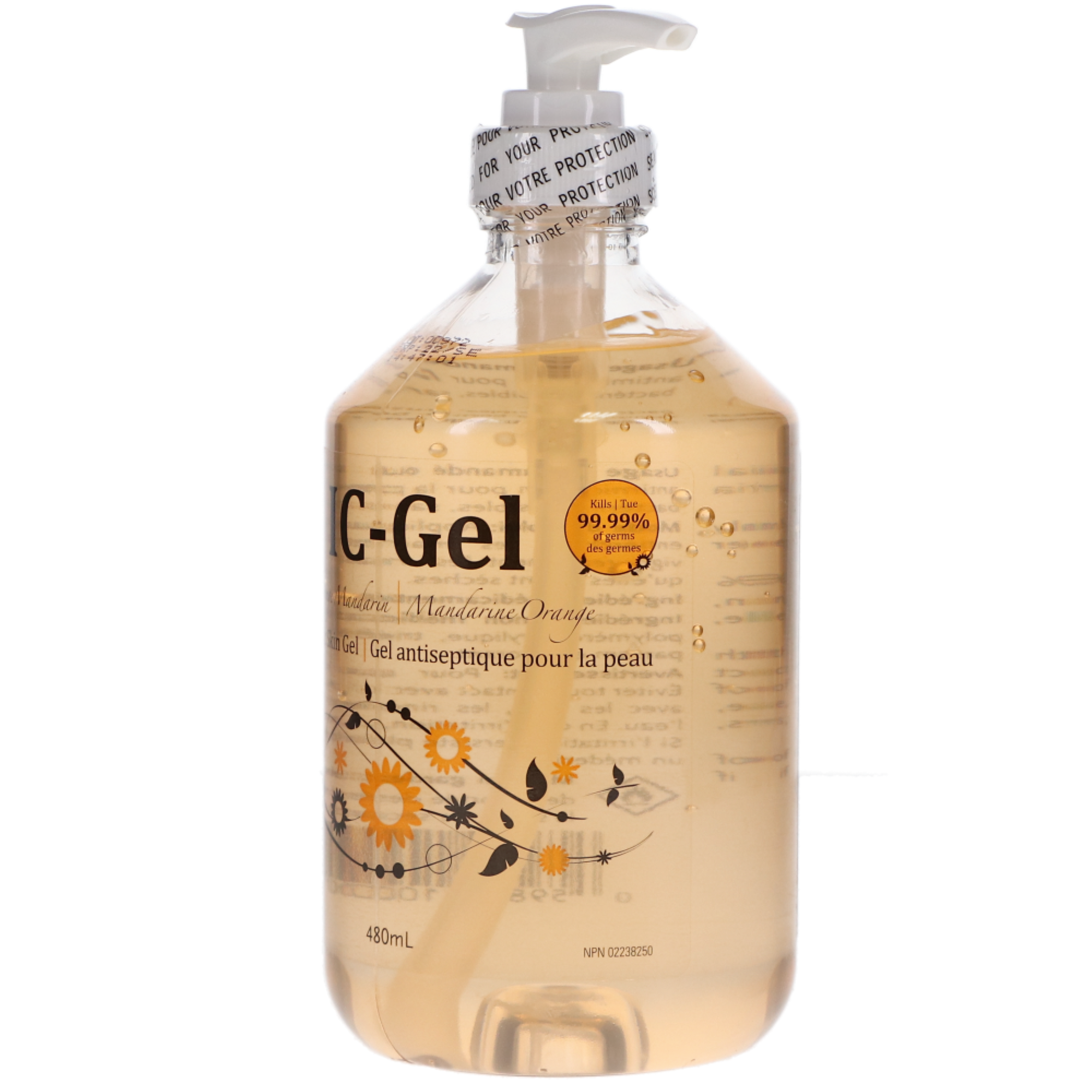 IC-Gel Antiseptic Skin Gel, 480 ml, Orange Mandarin, 1/Pk, IC-GEL-L-MAN thumbnail 2
