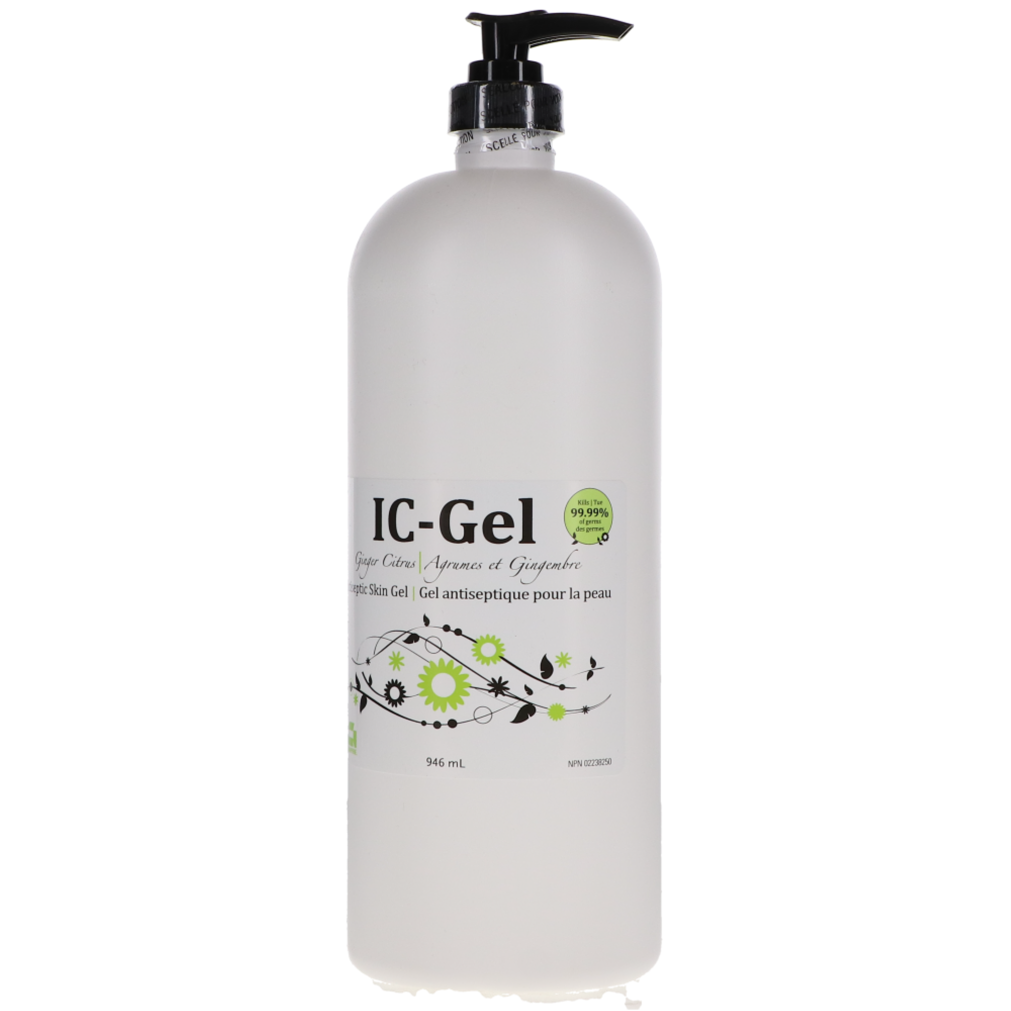 IC-Gel Antiseptic Skin Gel, 946 ml, Ginger Citrus, 1/Pk, IC-GEL-X-GC thumbnail 6