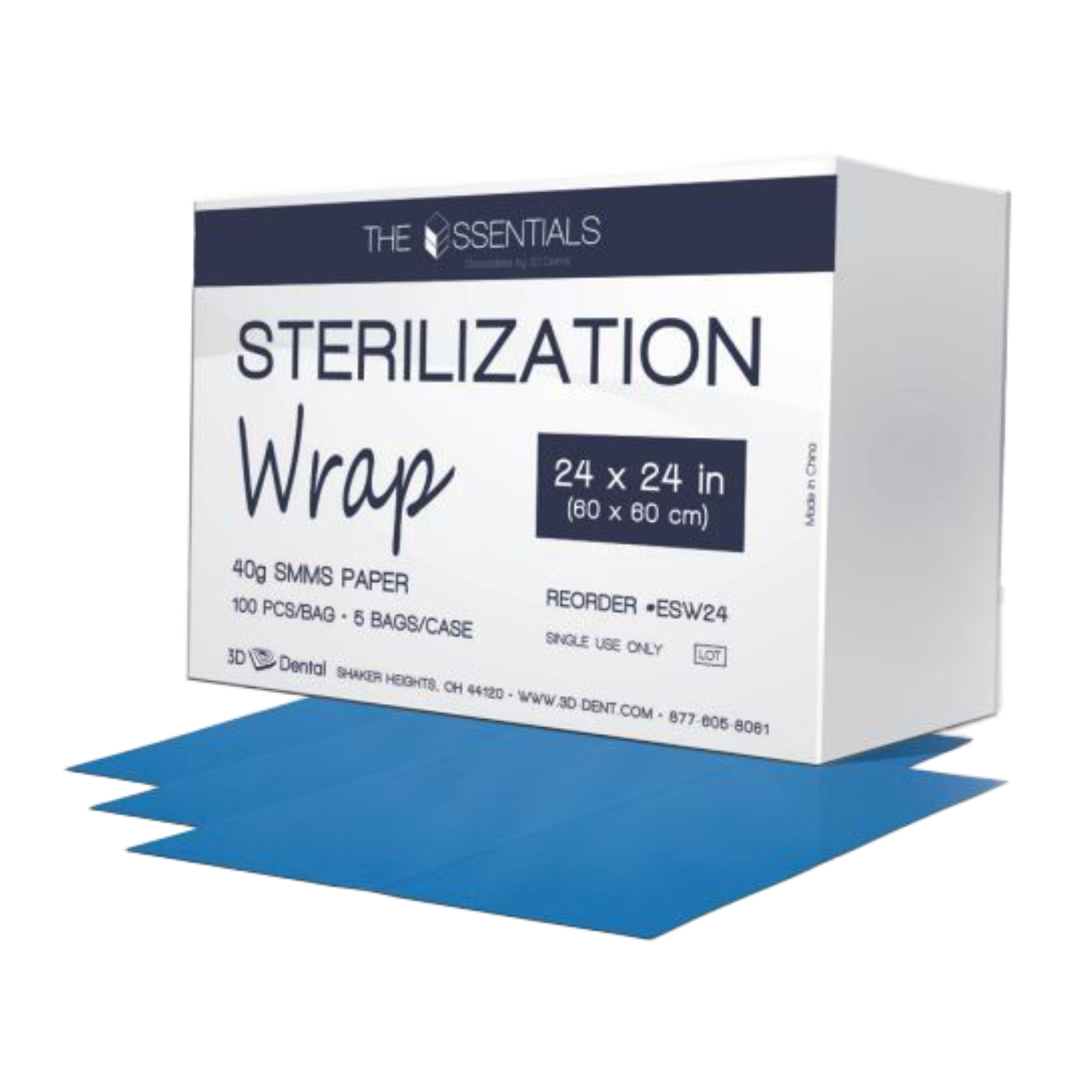 CSR Sterilization Wraps, 24 x 24 in, Light Blue, 100/Pk, ESW24 product image