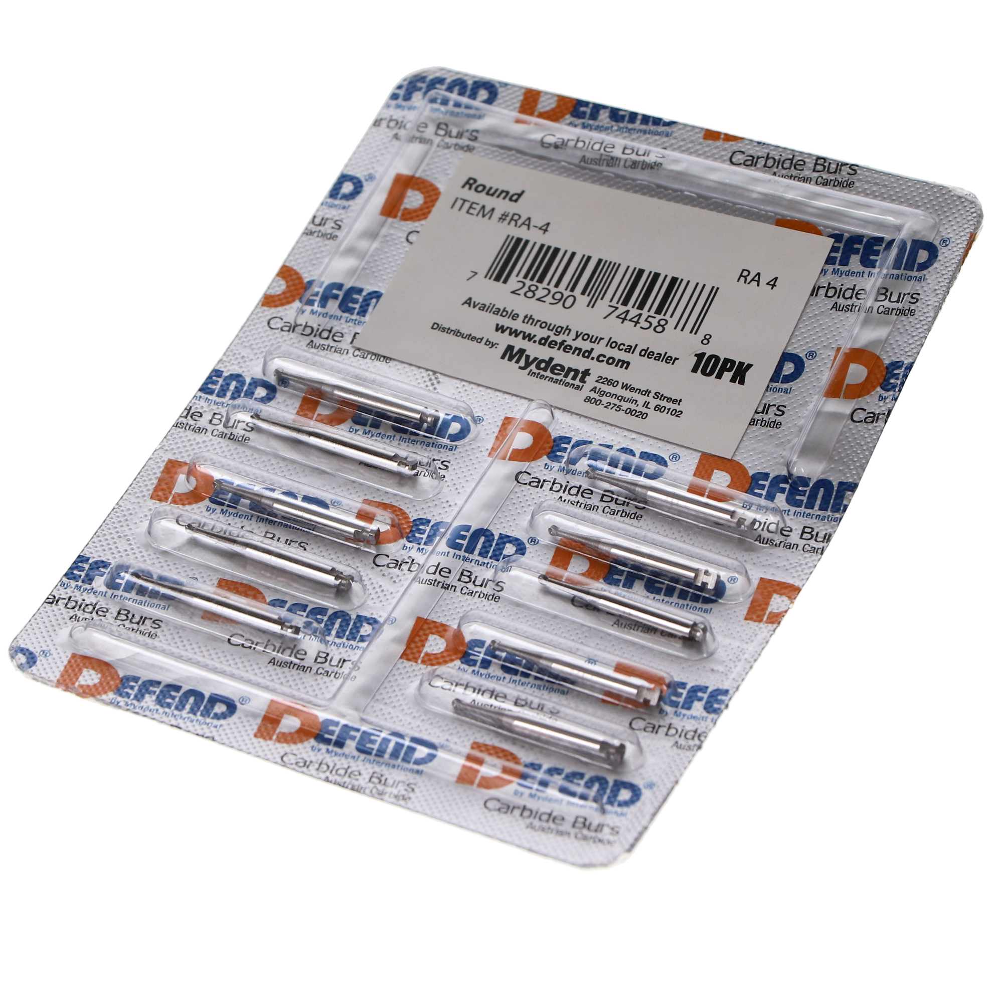 Defend Operative Carbide Burs, RA, Round, # 4, 1.4 mm, 10/Pk, RA-4 thumbnail 8