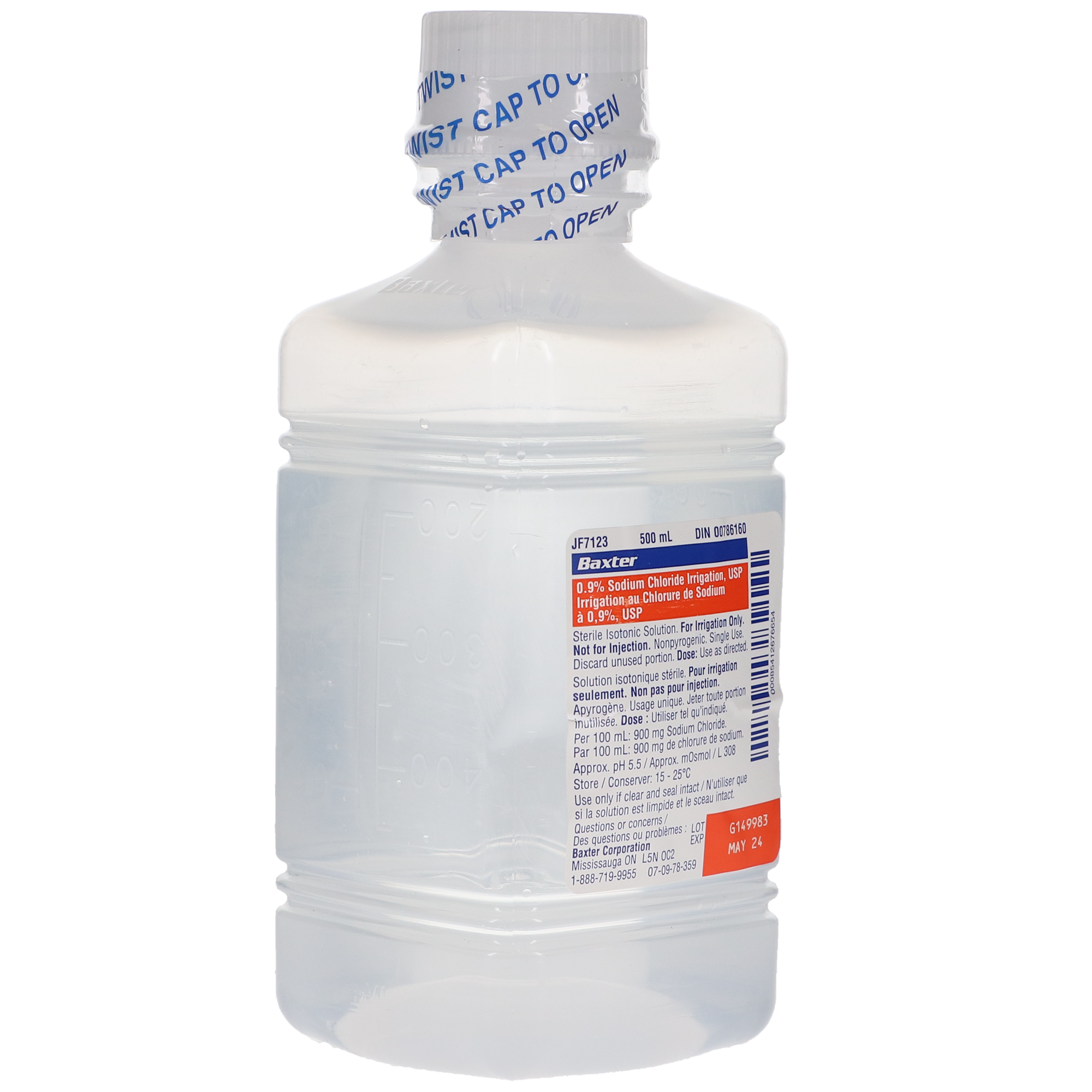 0.9% Sodium Chloride (NaCl) Saline Irrigation, USP, Bottle, 500 ml, 1/Pk, JF7633, JF7633 thumbnail 2