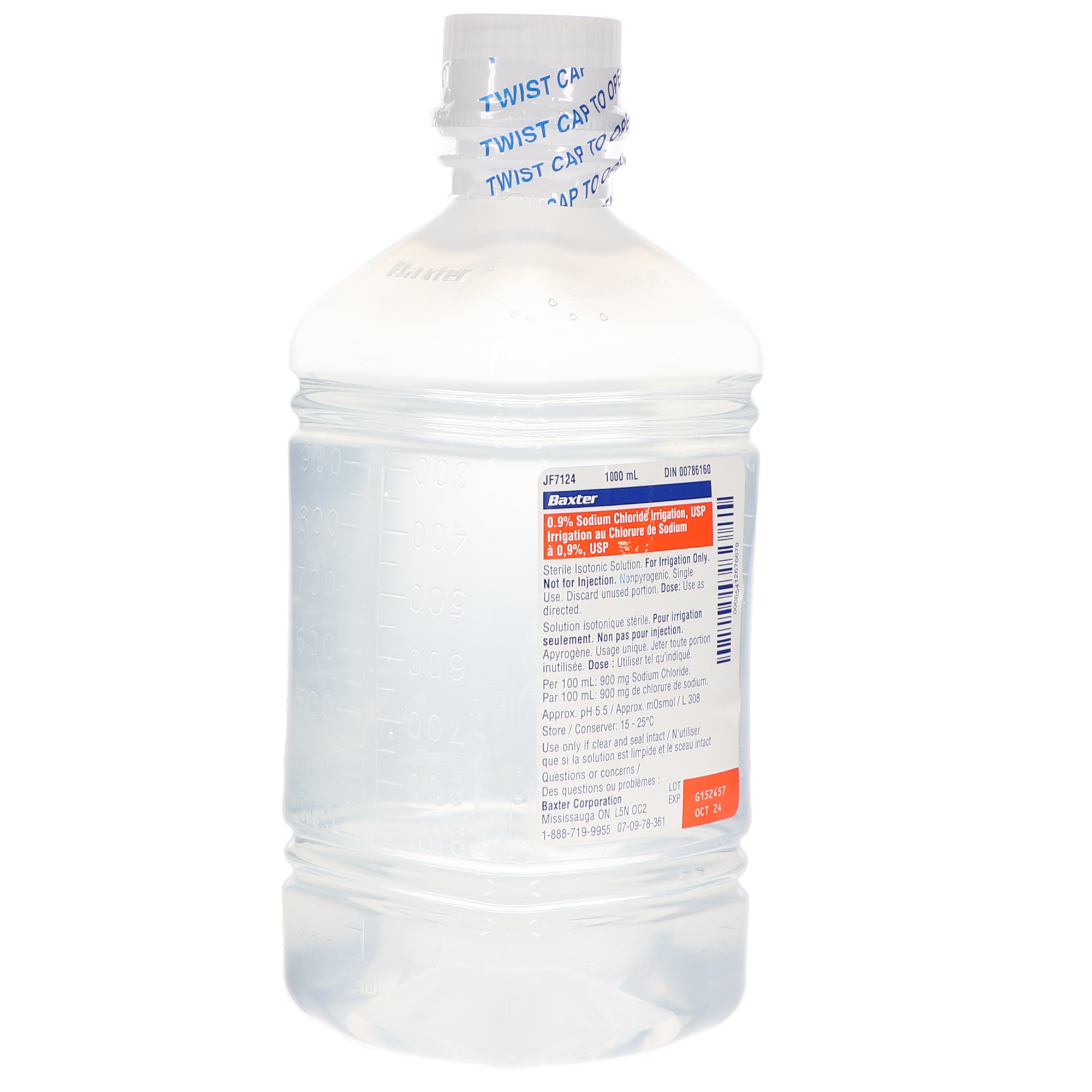 0.9% Sodium Chloride (NaCl) Saline Irrigation, USP, Bottle, 1000 ml, 1/Pk, JF7634 thumbnail 3