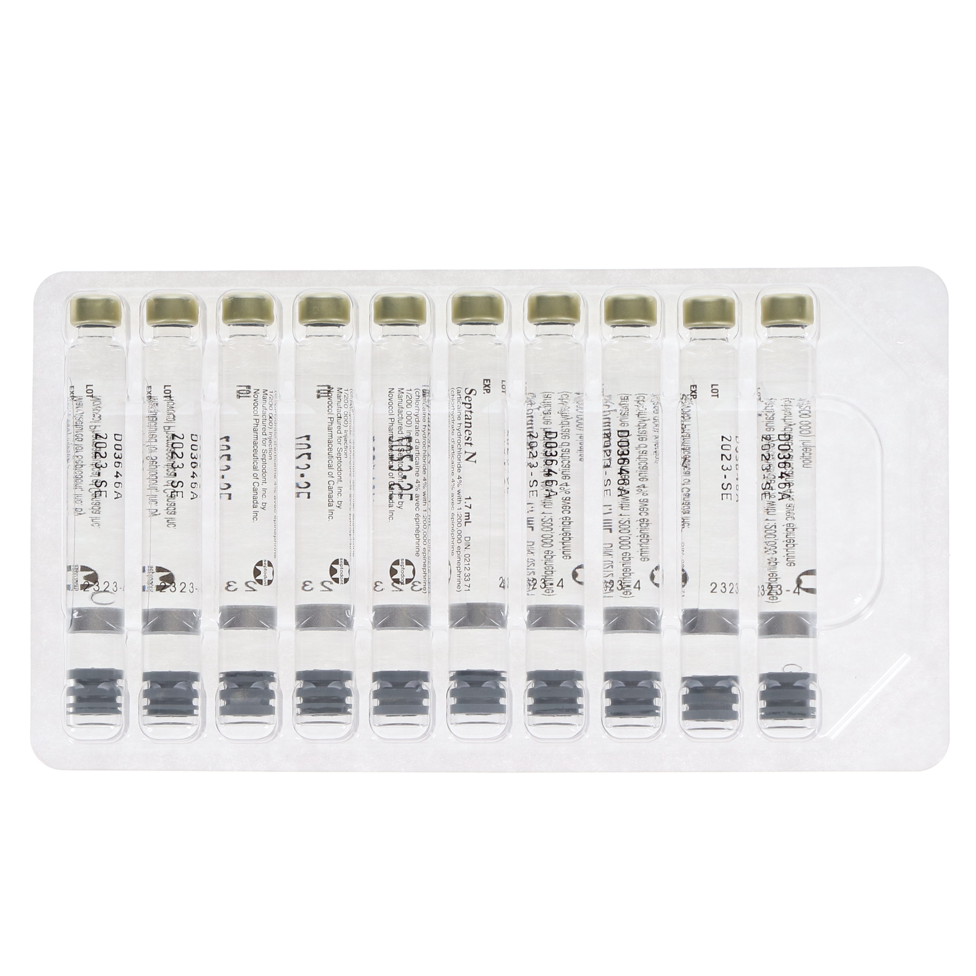 Septanest N, Articaine HCl 4%, with Epinephrine, 1:200,000, 50/Pk, 99146 thumbnail 2