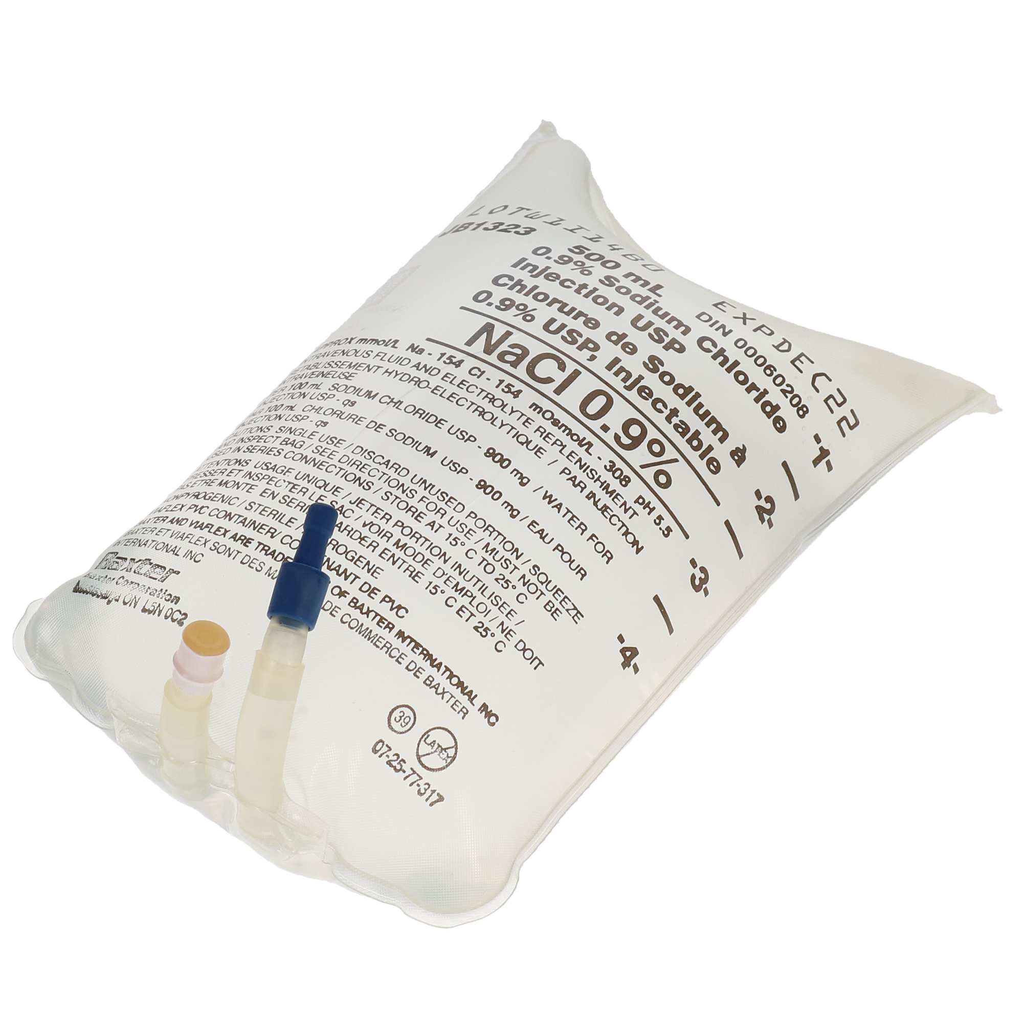 0.9% Sodium Chloride (NaCl) Saline Injection, USP, Bag, 500 ml, 1/Pk, JB1323 thumbnail 5