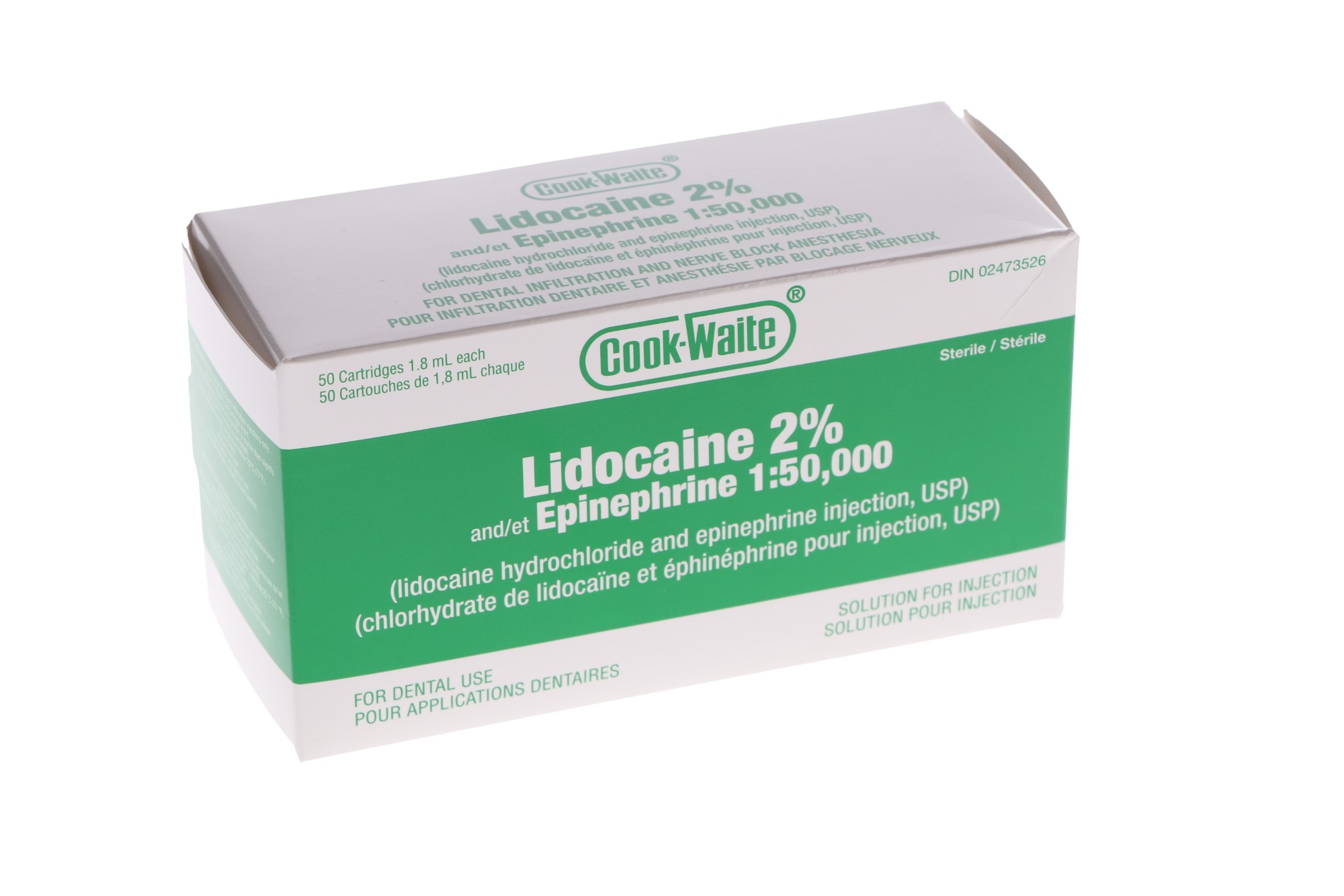Cook-Waite, Lidocaine HCl 2%, with Epinephrine, 1:50,000, 1.8 ml, Green, 50/Pk, 99170 thumbnail 5