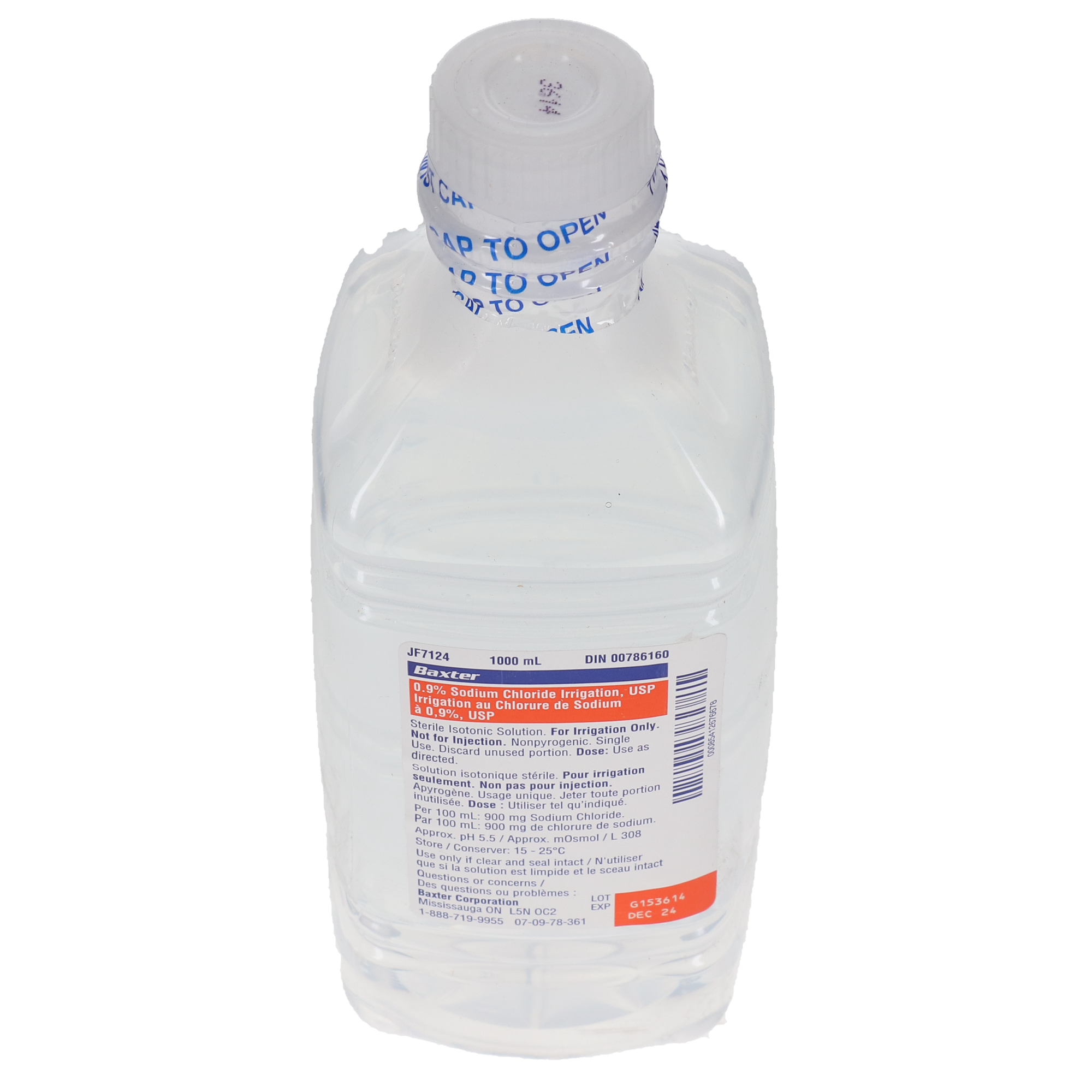 Sterile Water For Irrigation, USP, Bottle, 1000 ml, 1/Pk, JF7624, JF7624 thumbnail 2