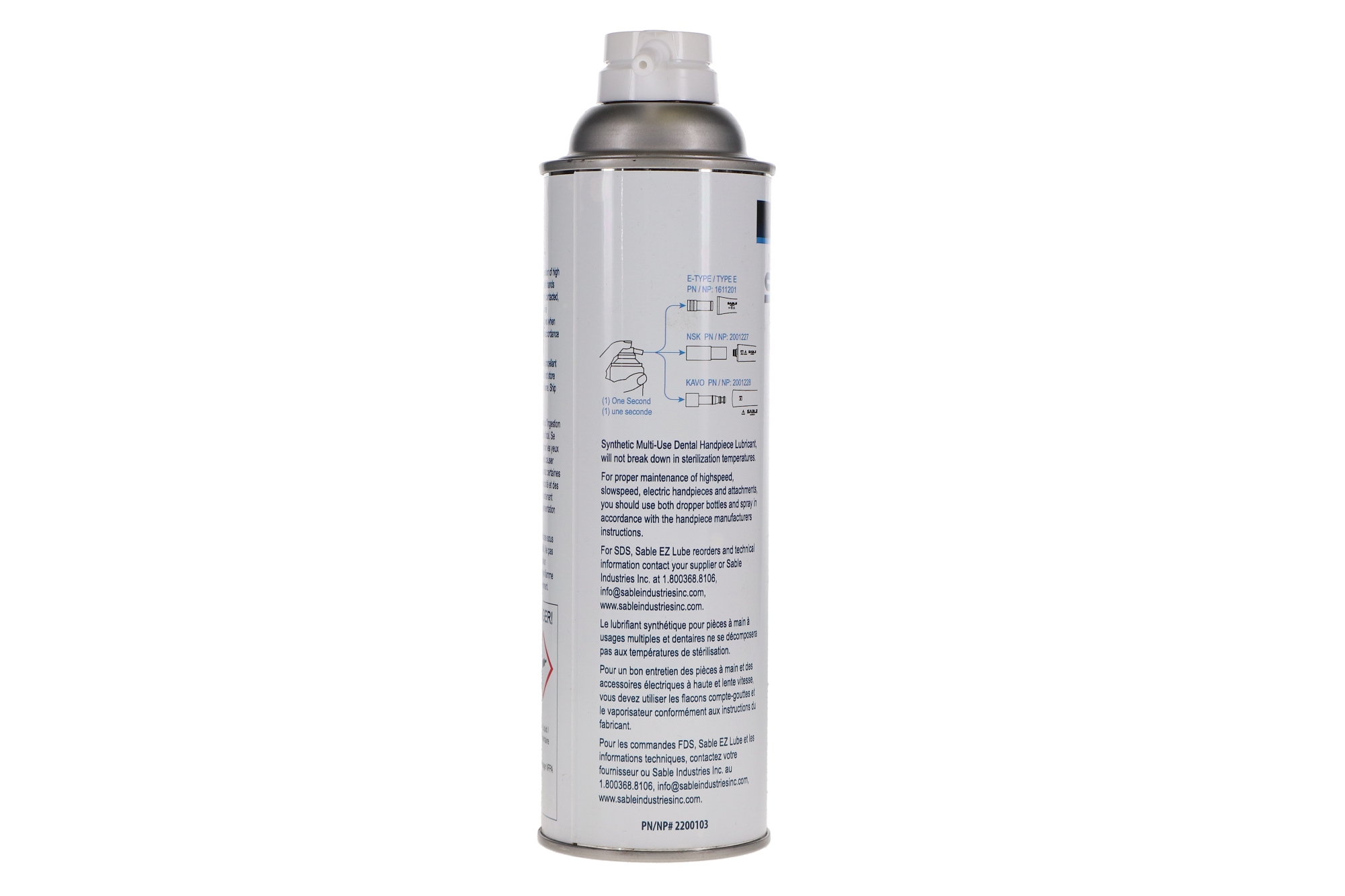 EZ Lube Handpiece Lubricant Aerosol Spray Can, 500 ml, 1/Pk, 2200103 (Kavo Spray Comparible) thumbnail 2
