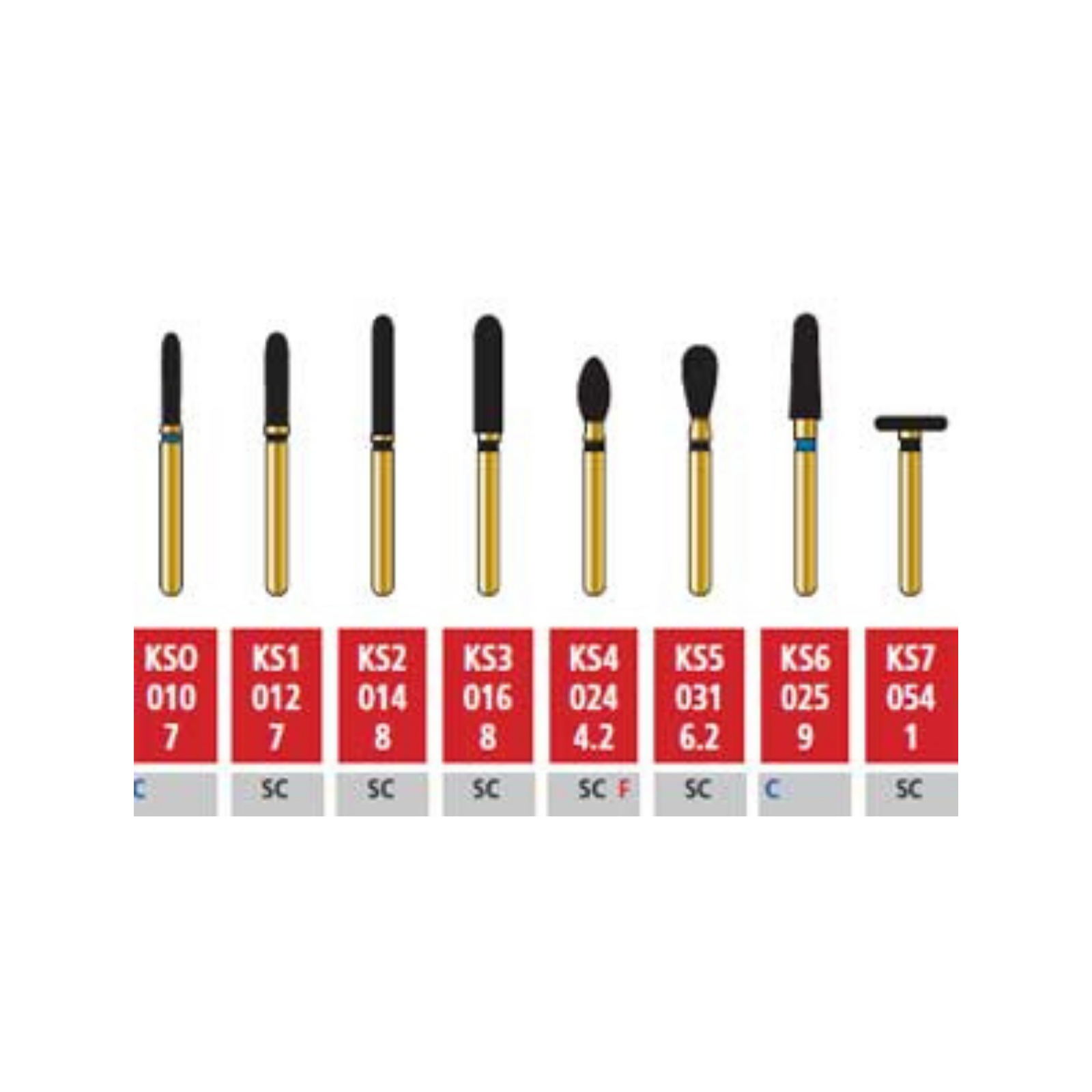 Alpen Multi-Use Diamond Burs, FG, KS Shapes, # KS2, 1.4 mm, Super Coarse, Black, 5/Pk, 60032699 product image