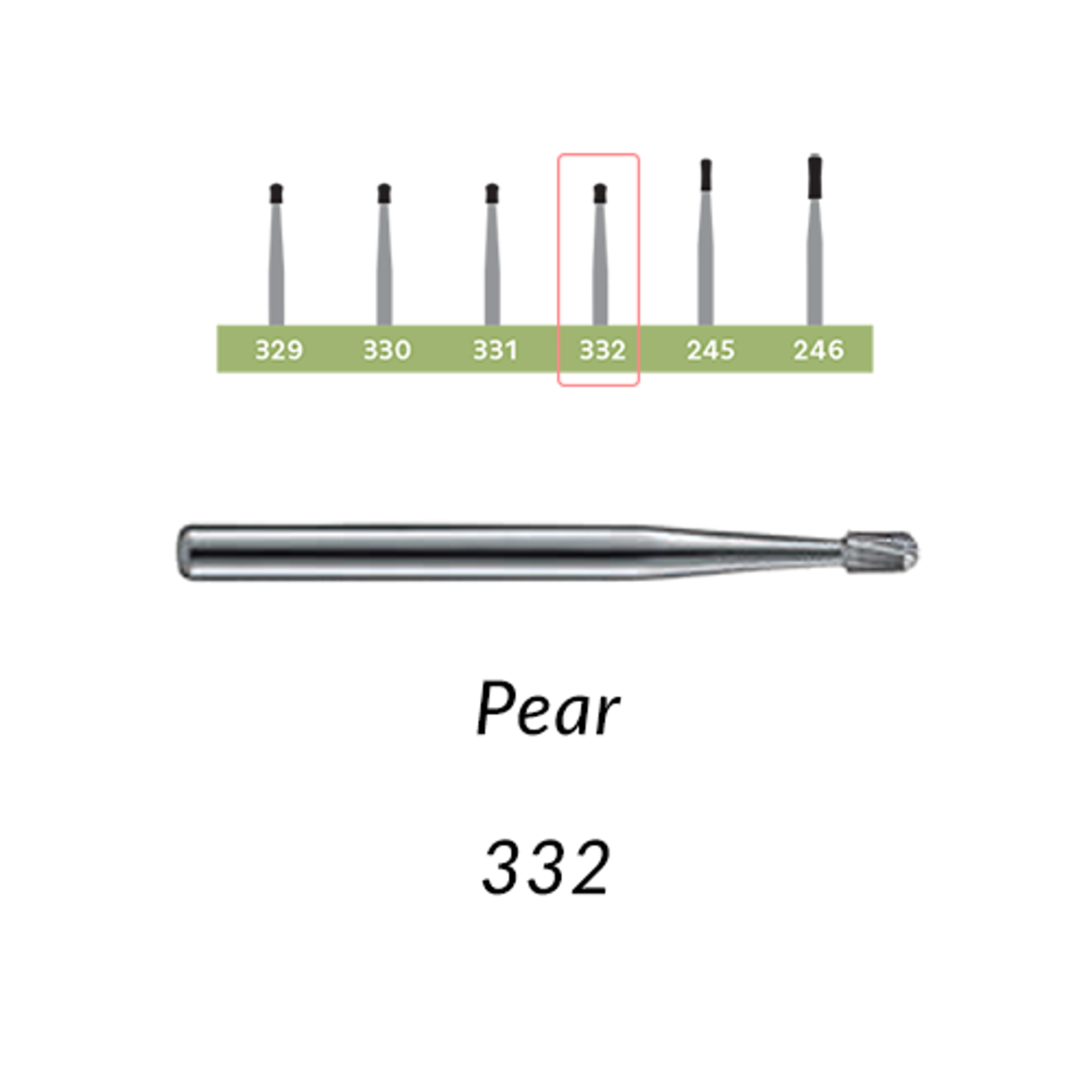 Standard Operative Carbide Burs, FG, Pear, # 332, 5/Pk product image