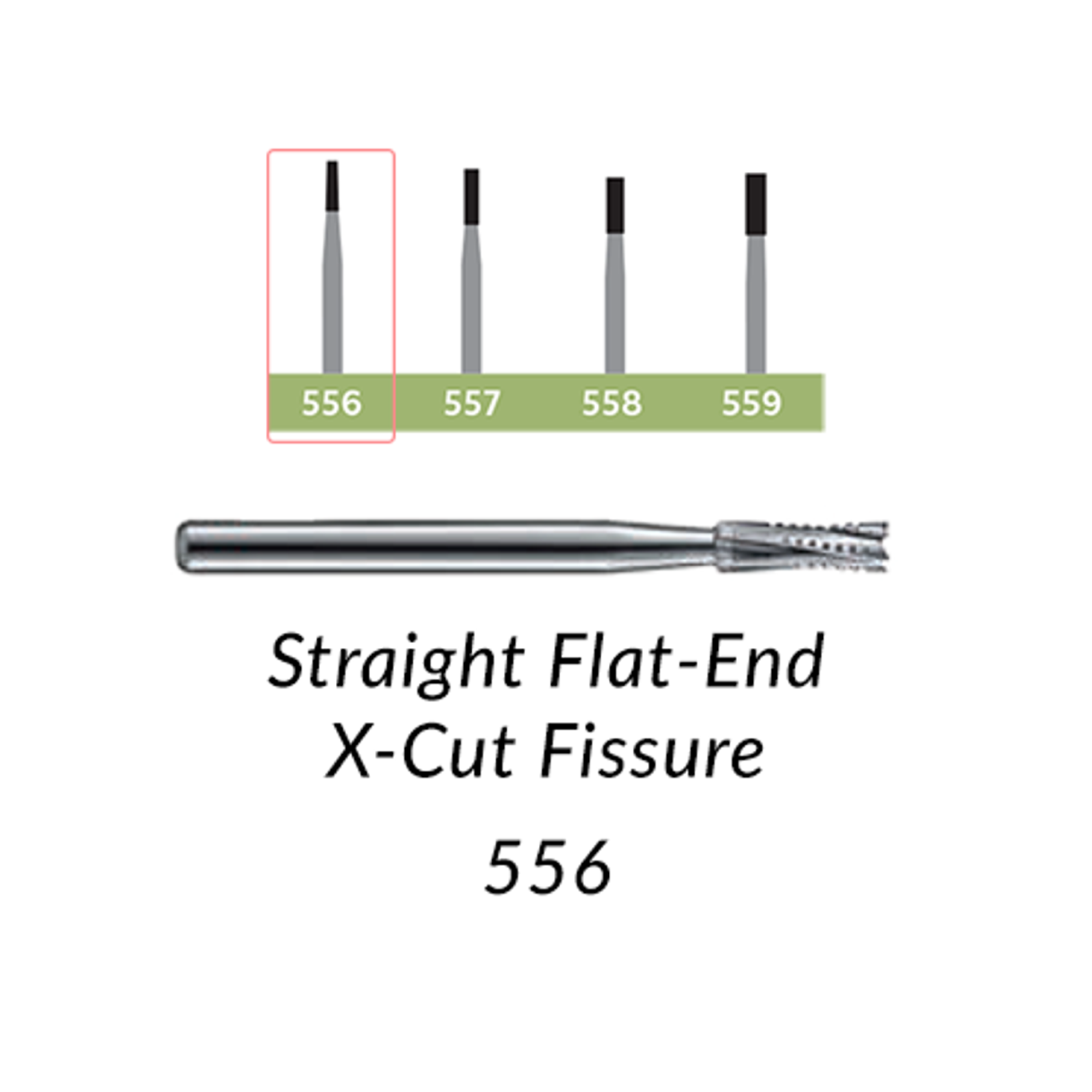 Standard Operative Carbide Burs, FG, Straight Cross Cut Fissure, # 556, 50/Pk product image