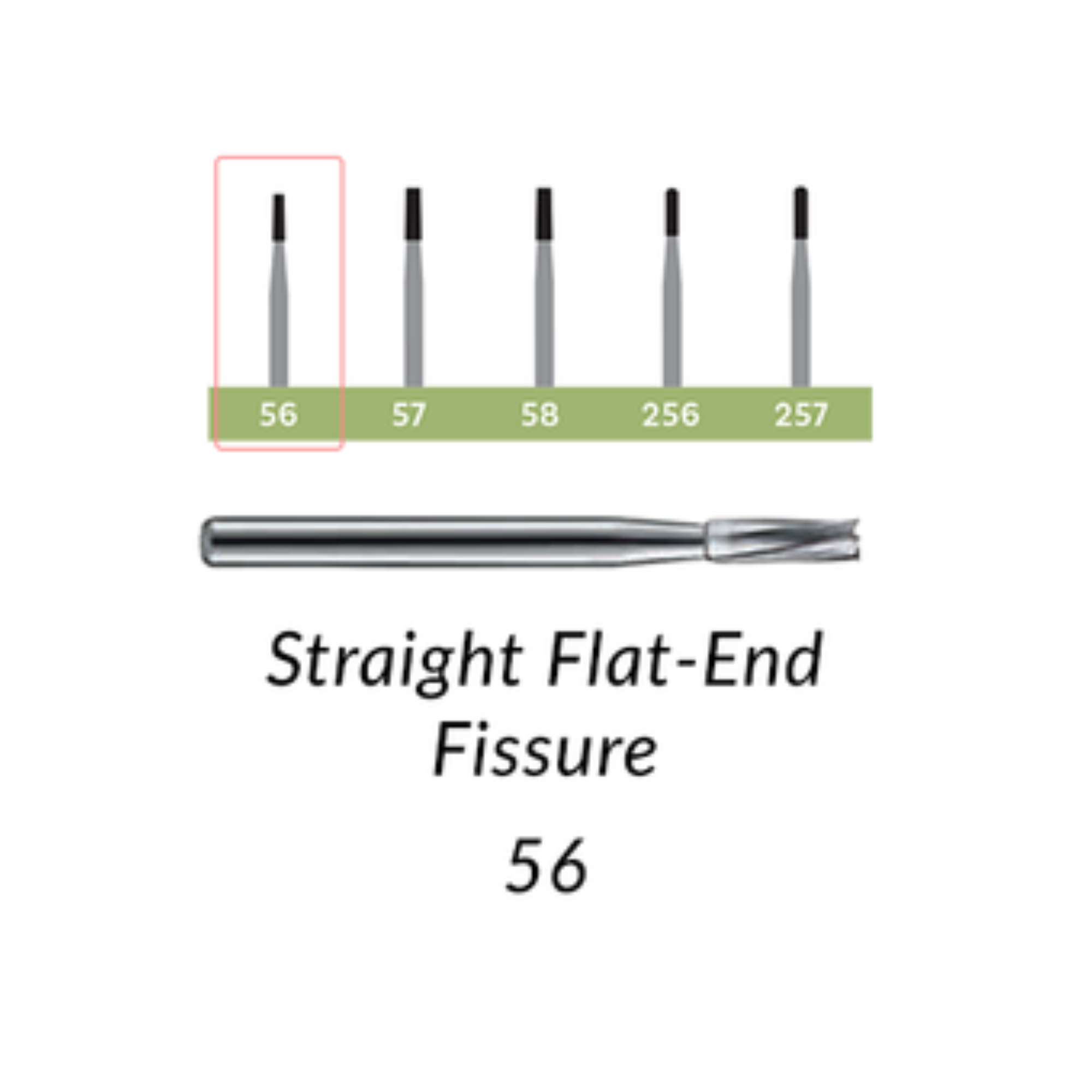 Standard Operative Carbide Burs, FG, Straight Flat End Fissure, # 56, 5/Pk product image
