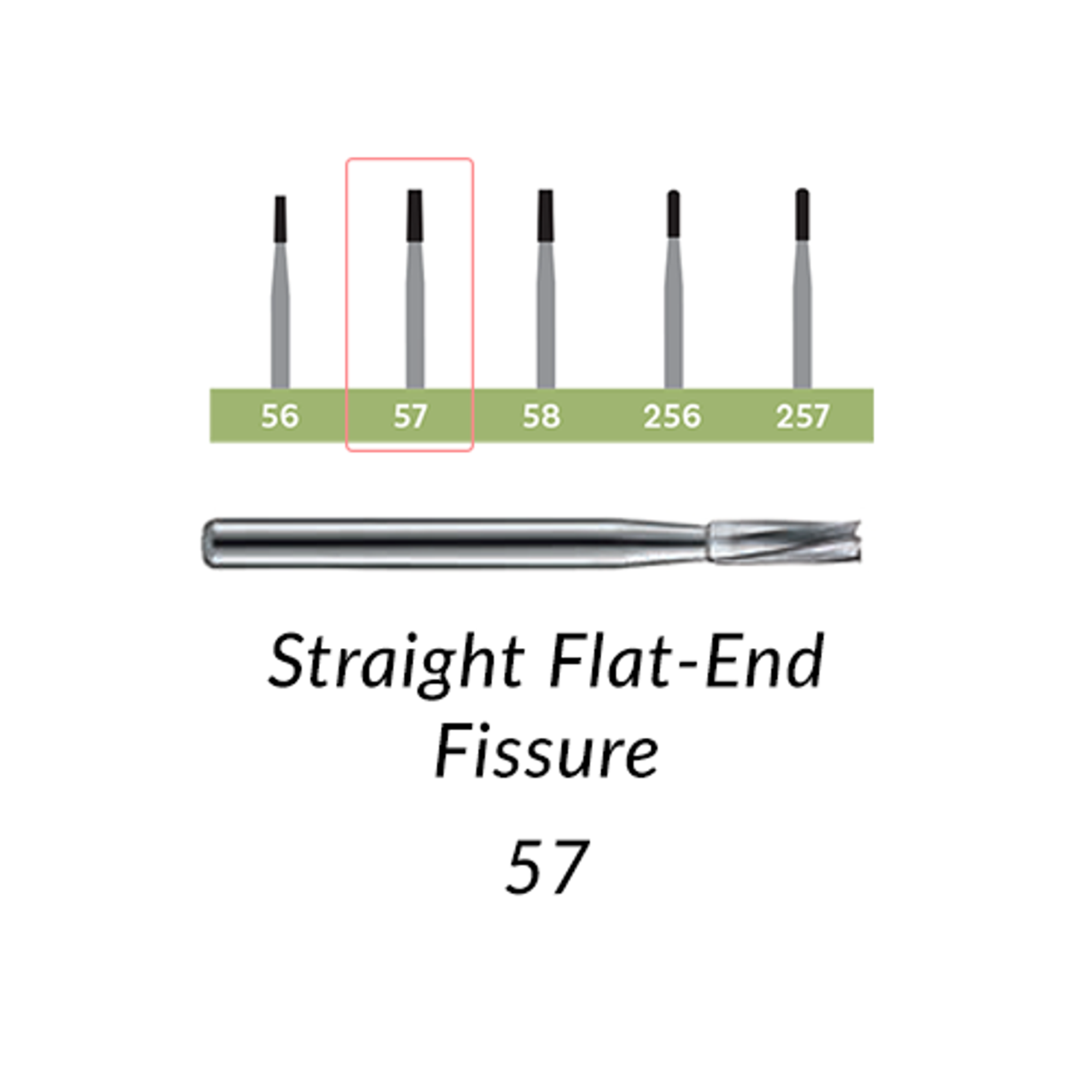 Standard Operative Carbide Burs, FG, Straight Flat End Fissure, # 57, 5/Pk product image