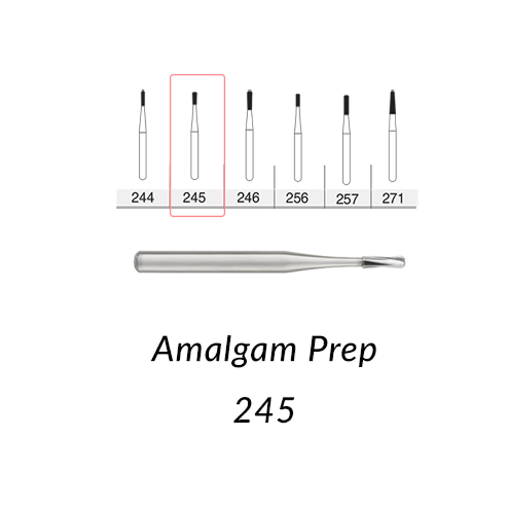 Great White Gold Series Carbide Burs, FG, Amalgam Prep, # 245, 50/Pk product image