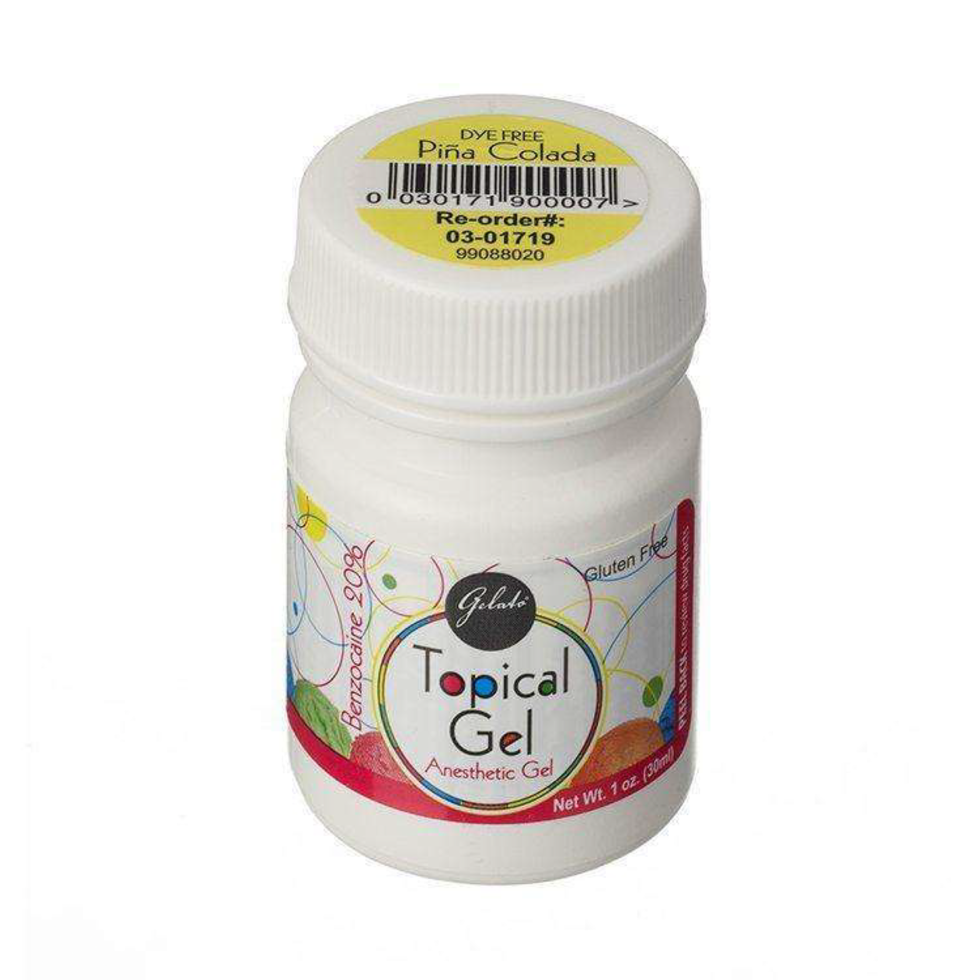 Gelato Dye-Free Topical Anesthetic Gel, 20% Benzocaine, 1 oz, PiÃ±a Colada, 1/Pk product image
