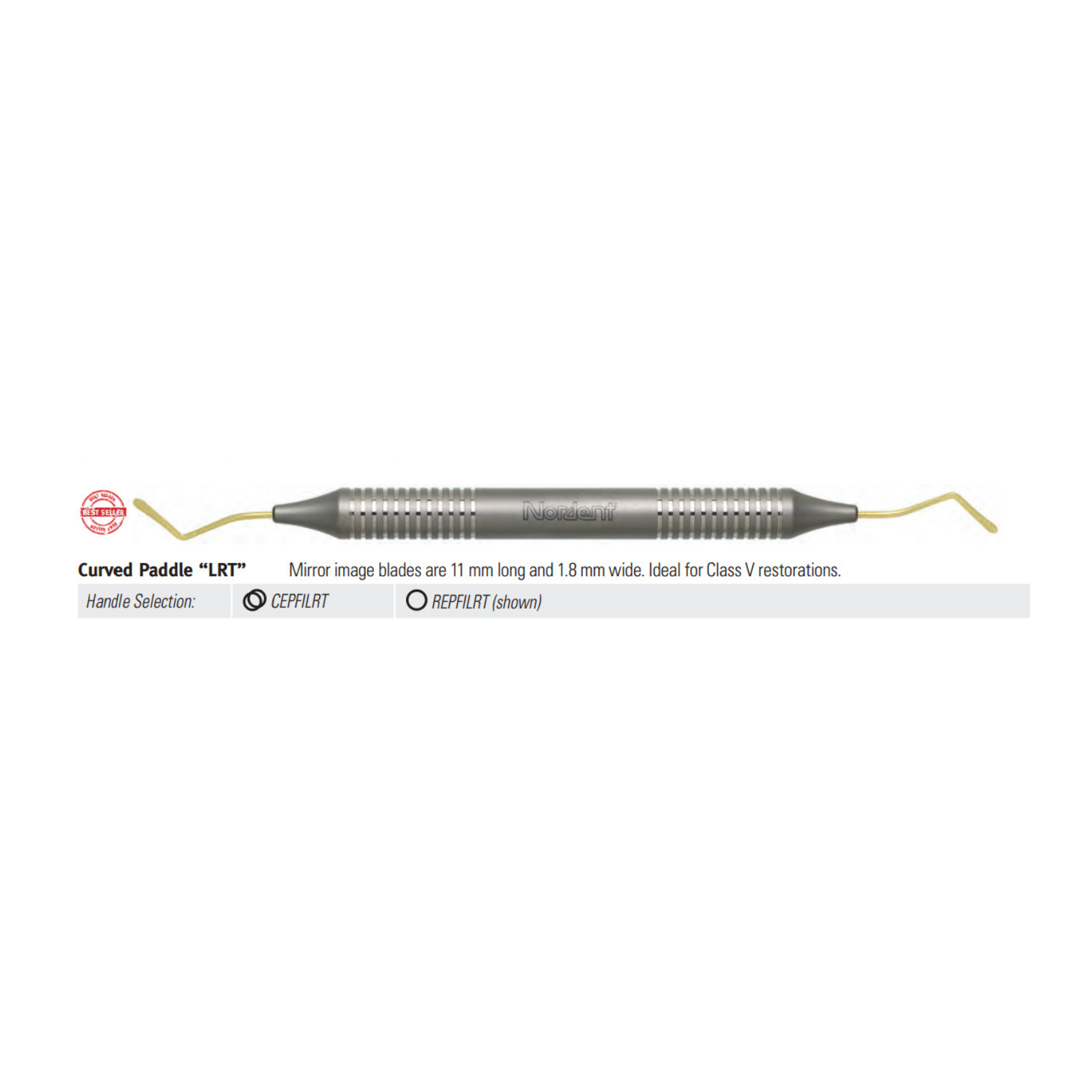Composite Placement Instrument, LRT Curved/Flexible Blades, Titanium Nitride, Double-End, 1/Pk, REPFILRT product image