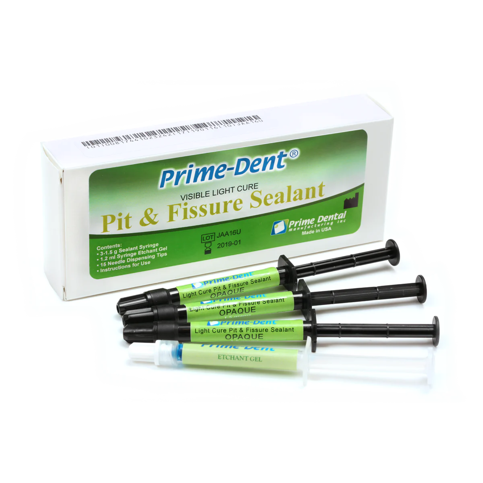 Prime-Dent - Pit and Fissure Sealant Syringe Kit - Opaque. Contains fluoride product image