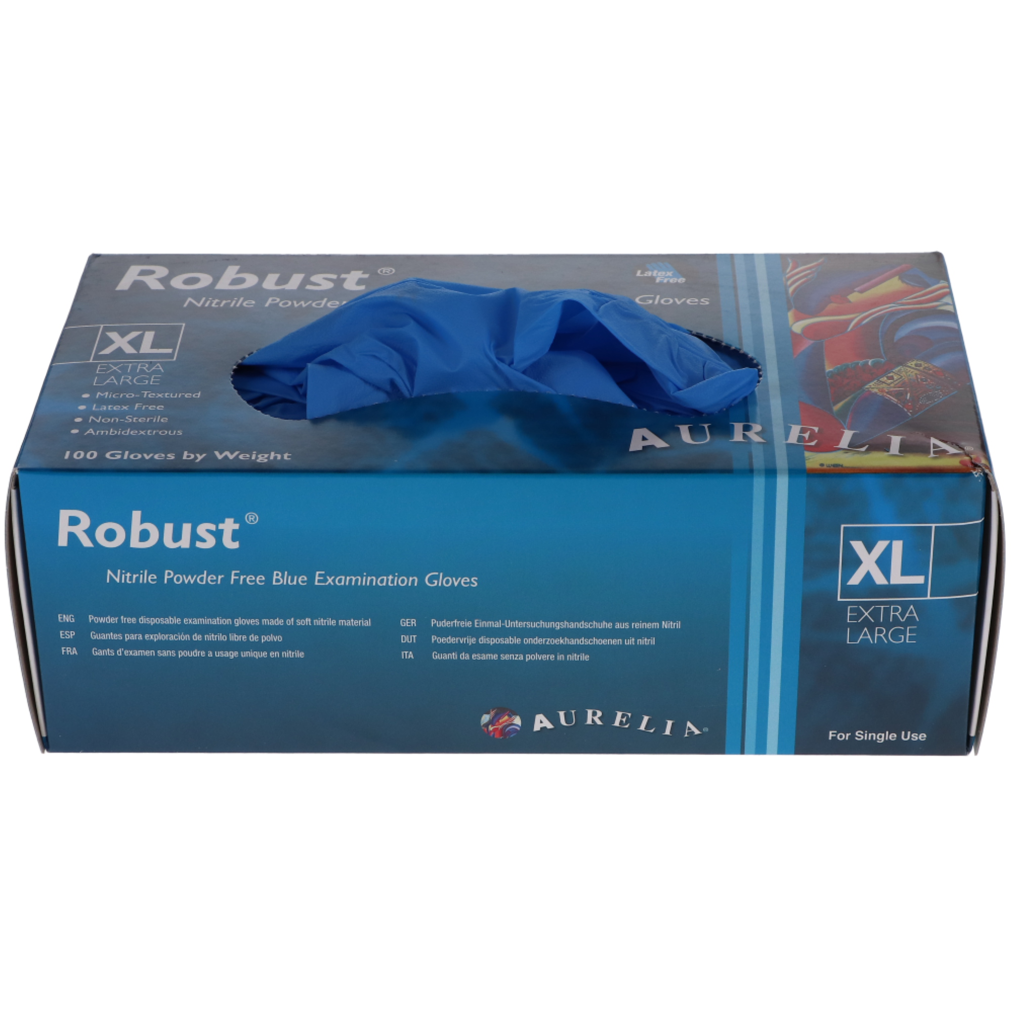 Aurelia Robust Nitrile Examination Gloves, Powder-Free, Extra Large, Blue, 100/Box, 93899 product image