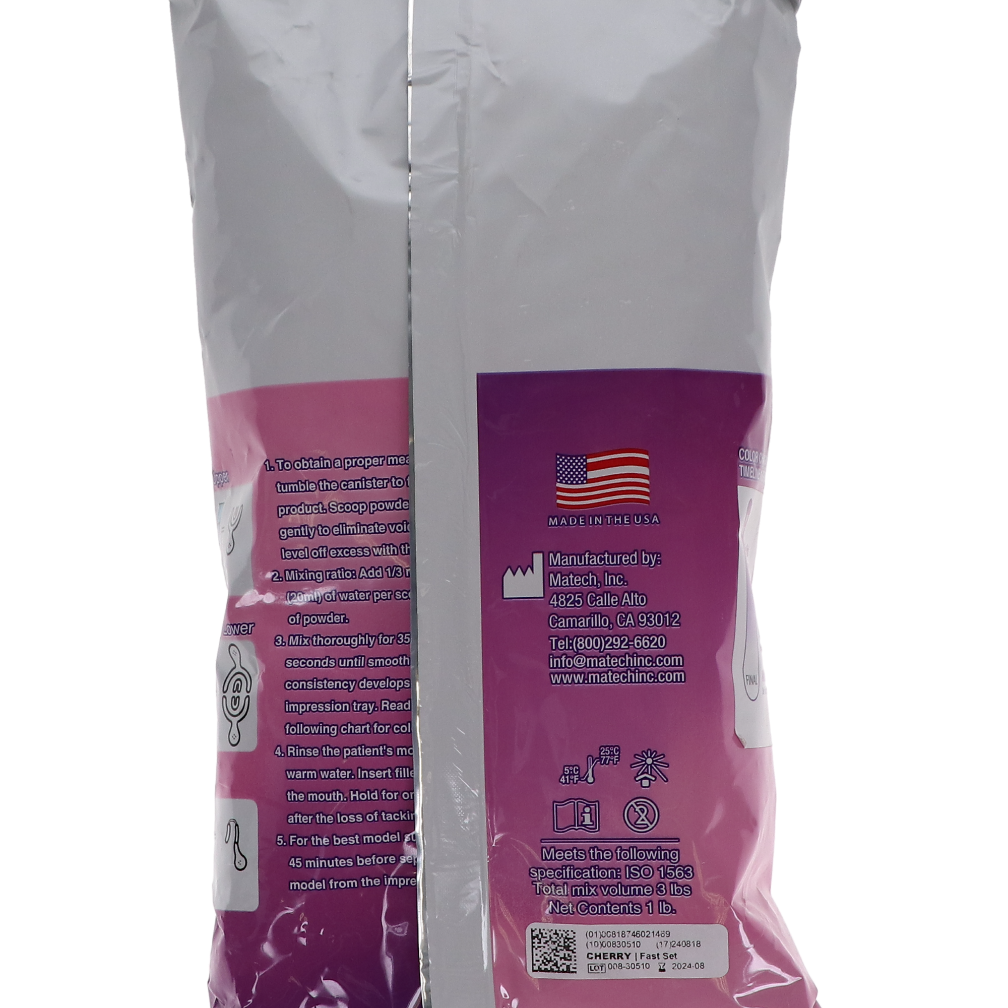 Kromatica Color-Changing Alginate Impression Material, Dust-Free, Fast Set, Pouch, 1 lb, Cherry, 1/Pk, 305-201 thumbnail 5