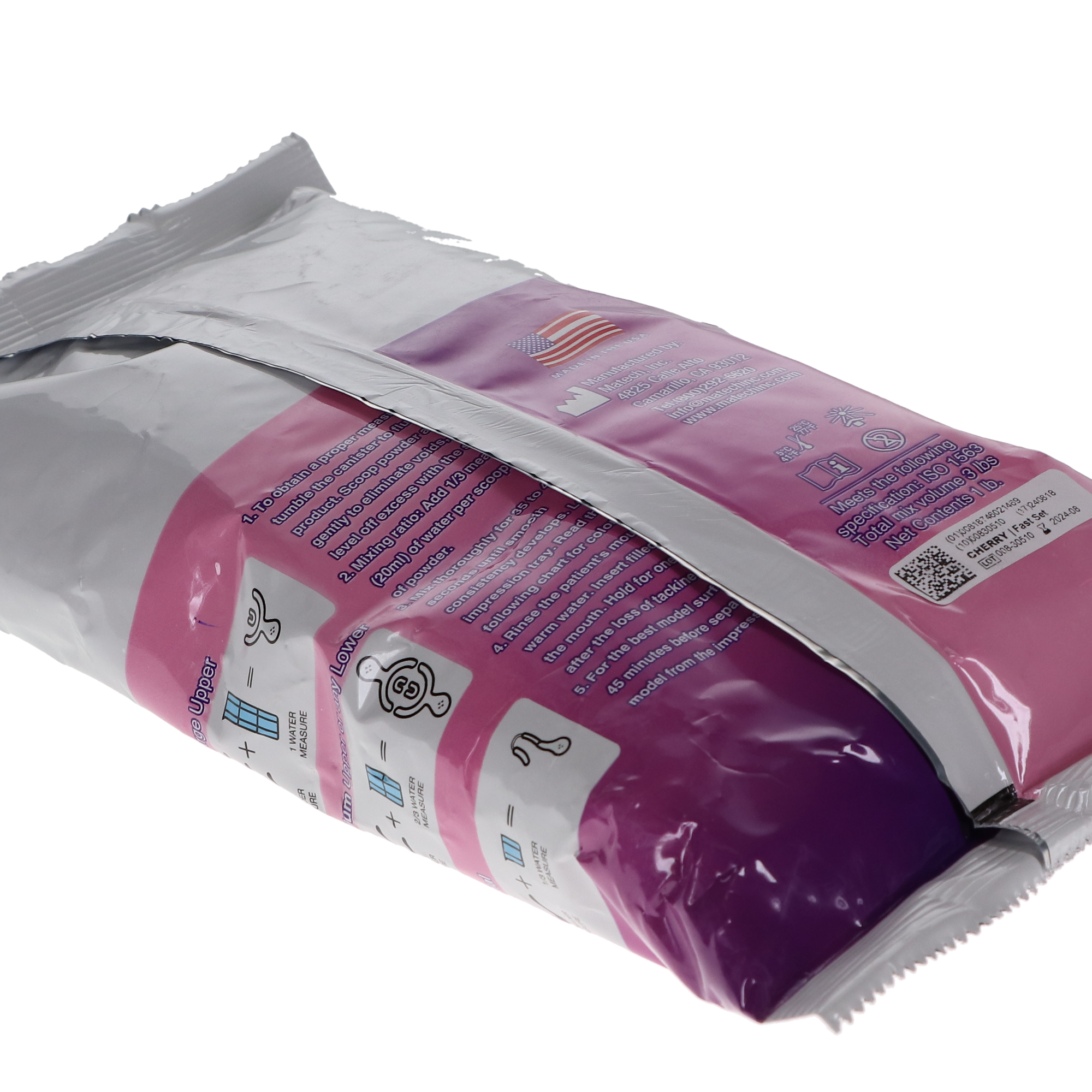 Kromatica Color-Changing Alginate Impression Material, Dust-Free, Fast Set, Pouch, 1 lb, Cherry, 1/Pk, 305-201 thumbnail 6