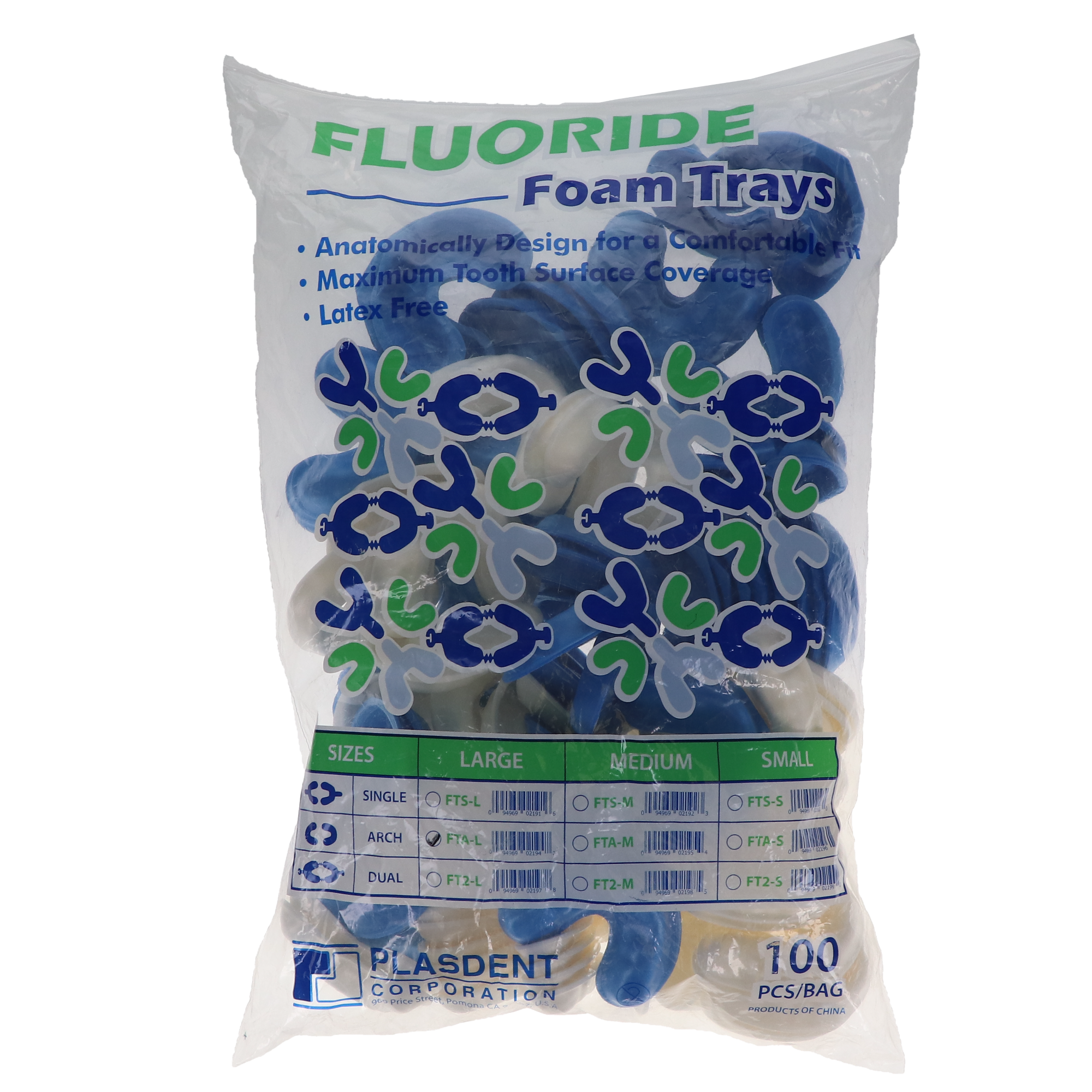 Disposable Single Fluoride Trays Arch, Large, Blue/White, 100/Pk, FTA-L thumbnail 5