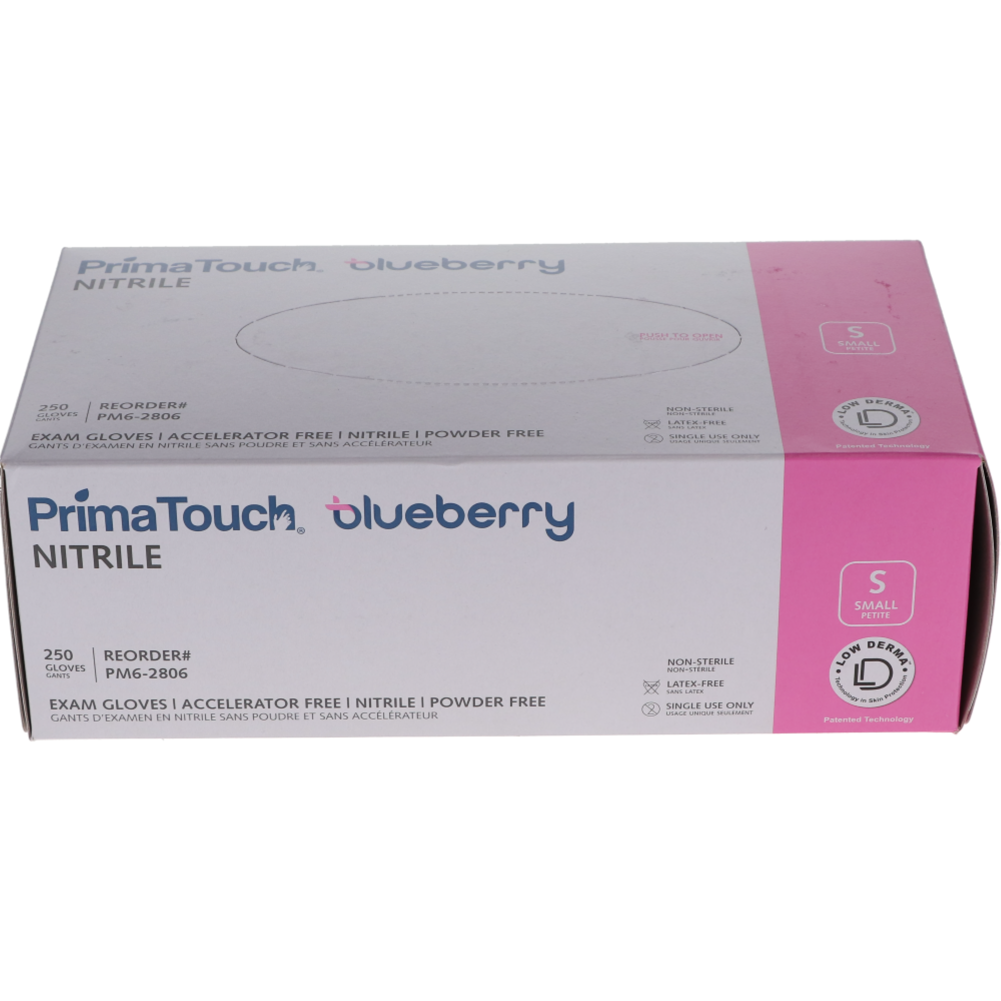 Primed Nitrile Gloves, Powder-Free, Accelerator-Free, Small, Blueberry, 250/Box, PM6-2806 thumbnail 2