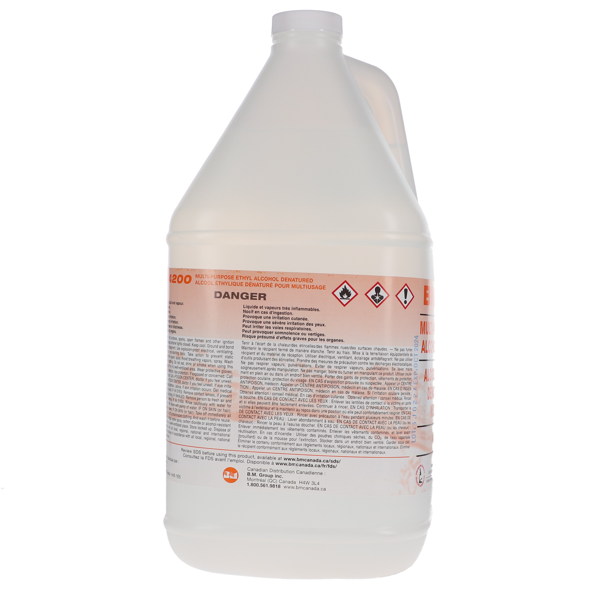99% Ethyl Alcohol Denatured, 4 L, 1/Pk, BM-4200 thumbnail 2
