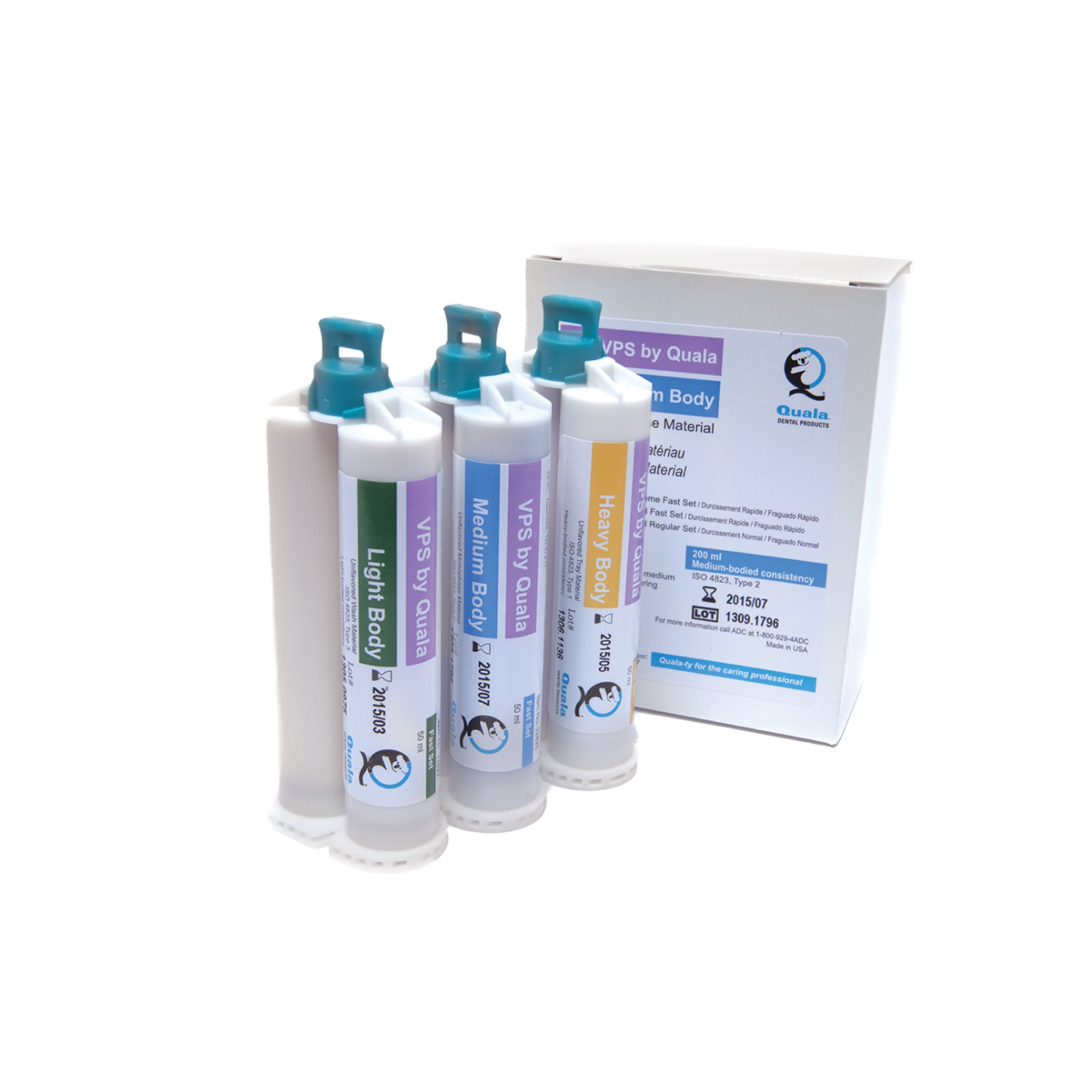 Quala - Vinyl Polysiloxane Heavy Body Unflavored Regular Set, 4 50ml Cartridges/kit product image