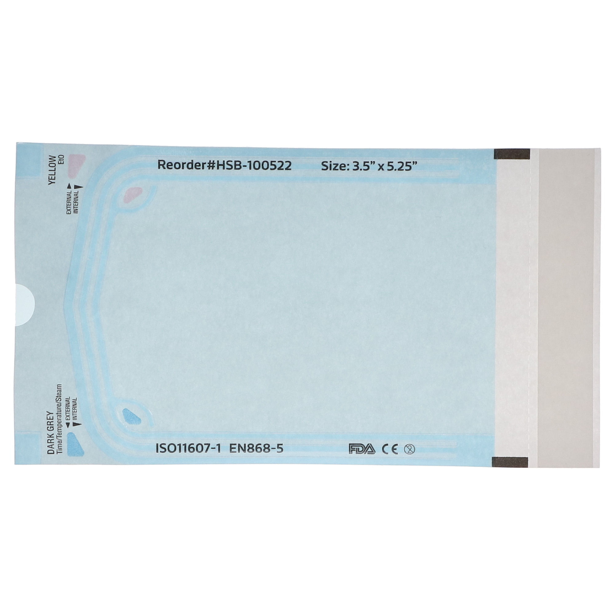 Sterilization Pouch, Class 4, Self-Sealing, Blue Film, 3.50" x 5.25", 200/Pk, 100522 product image