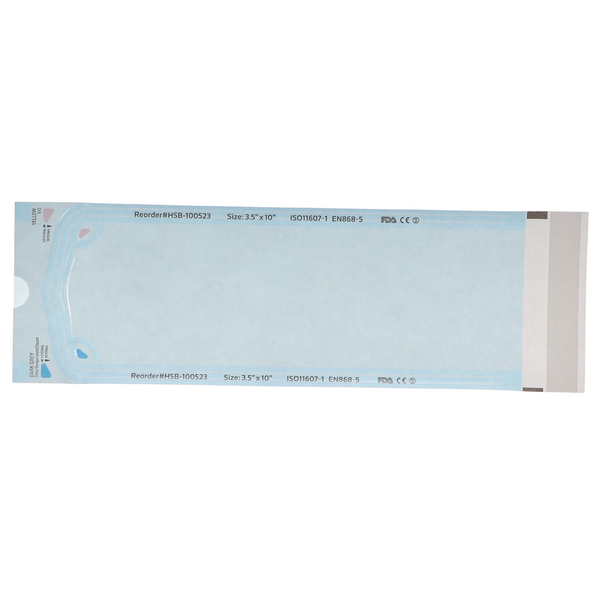 Sterilization Pouch, Class 4, Self-Sealing, Blue Film, 3.50" x 10", 200/Pk, 100523 product image