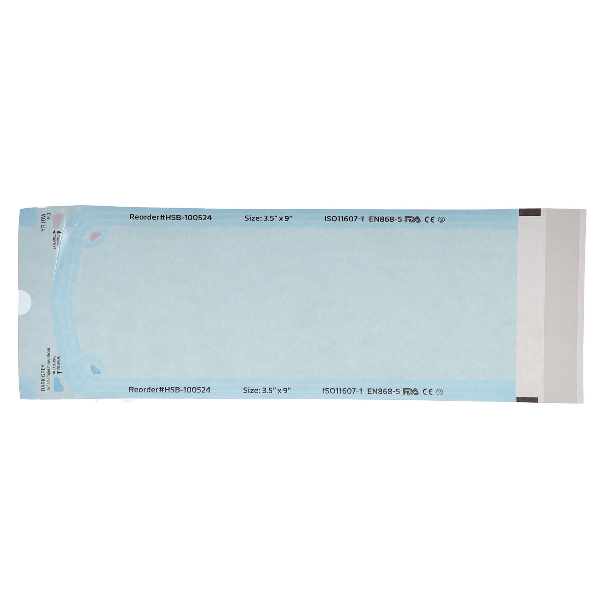 Sterilization Pouch, Class 4, Self-Sealing, Blue Film, 3.50" x 9", 200/Pk, 100524 product image