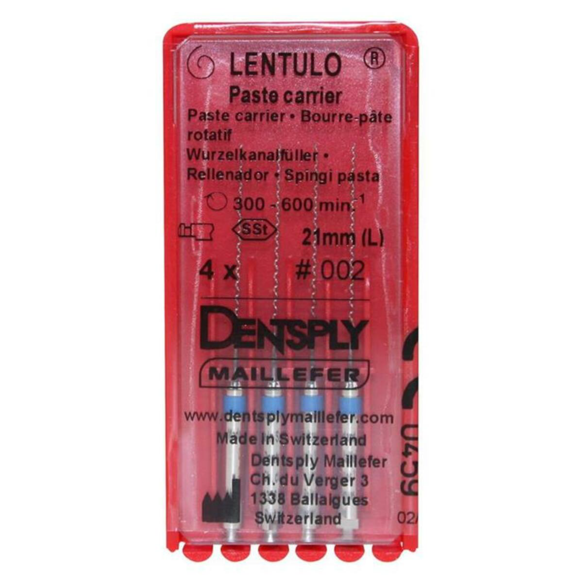 Lentulo Stainless Steel Spiral Fillers, RA, 21 mm, # 2, Blue, 4/Pk product image