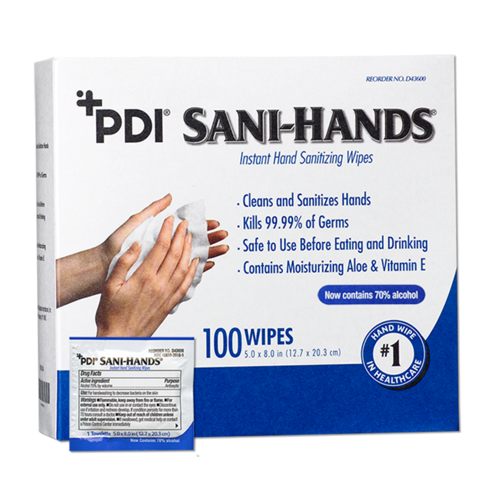Sani-HandsÂ Instant Hand Sanitizing Wipes, Individual Packets,100/Box product image