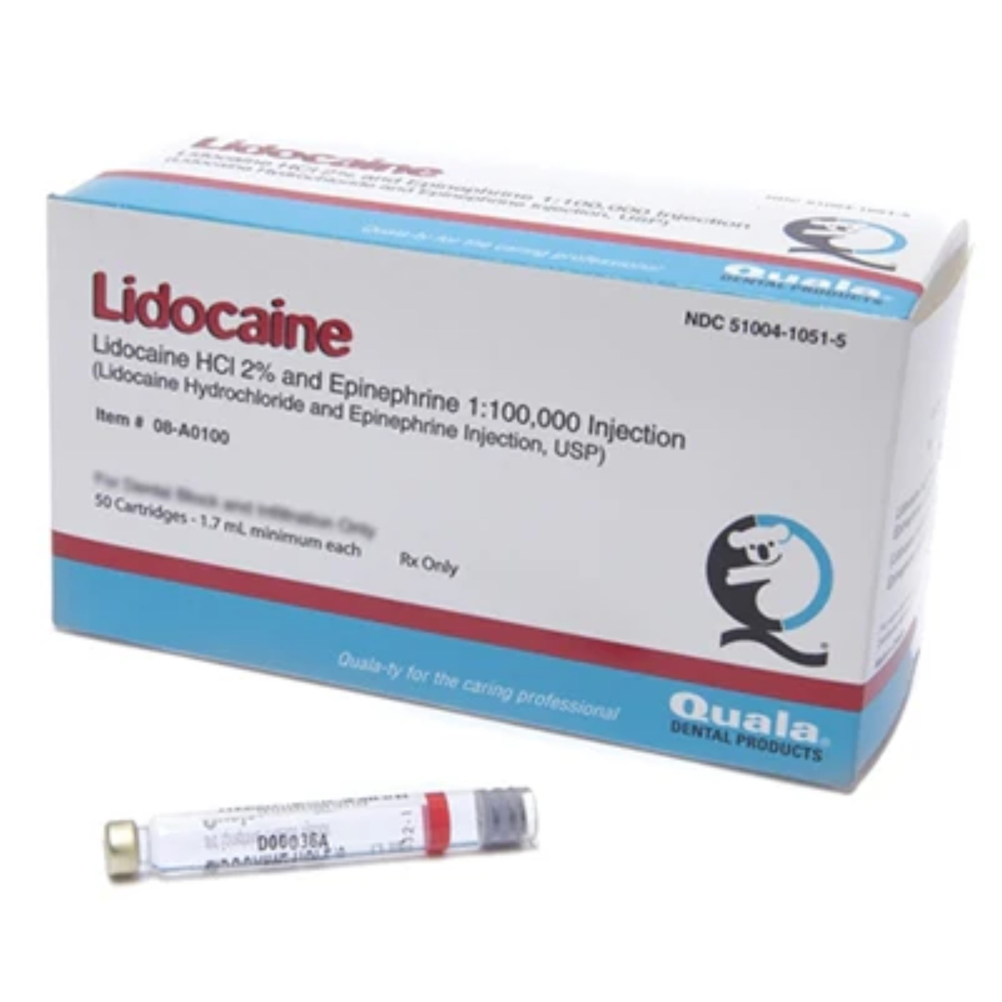 Lidocaine HCl 2% and Epinephrine 1:100,000 Injection, 1.7ml, 50/Pk product image