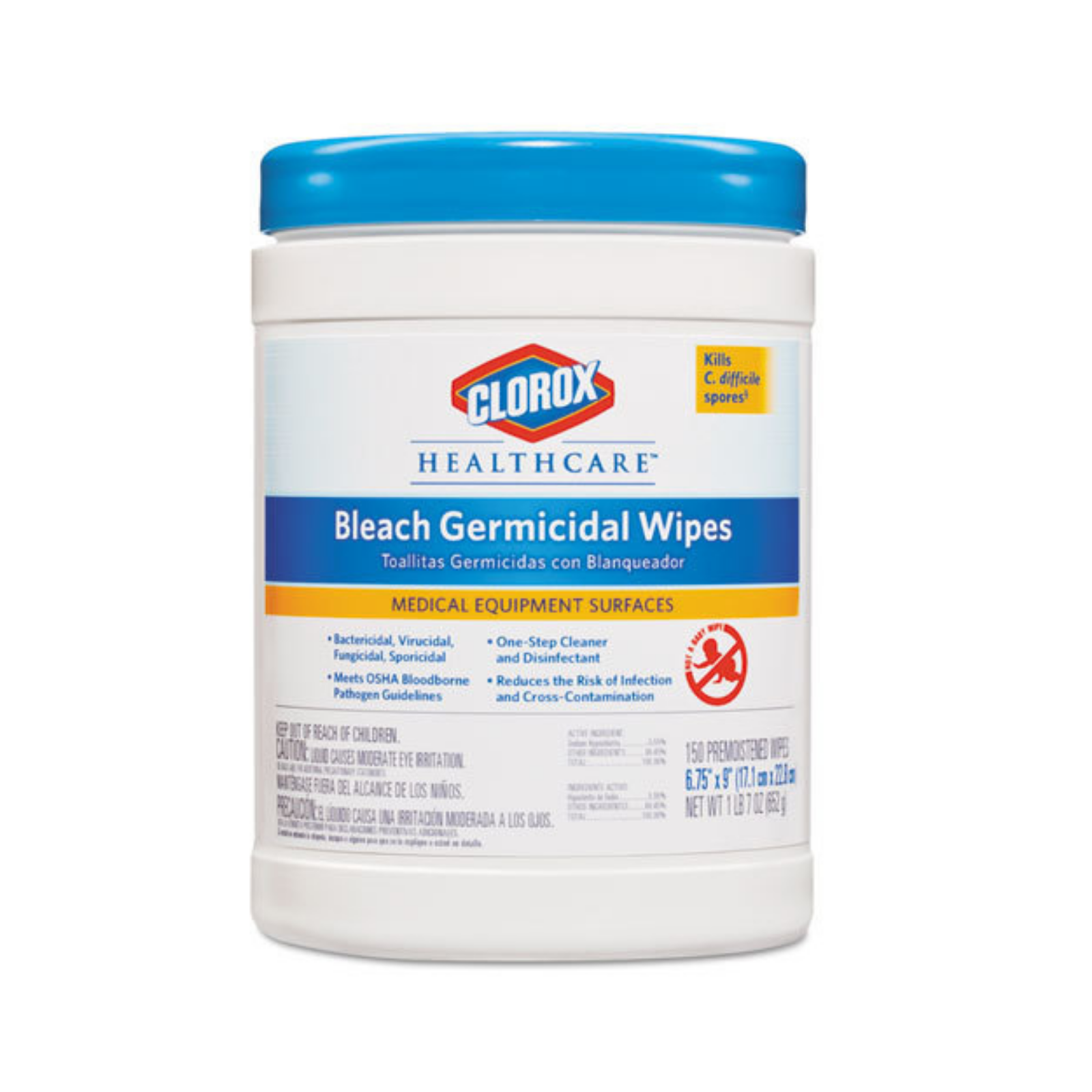 Clorox Bleach Germicidal Wipes 6"x5" 150/Can product image