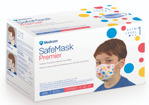 Medicom - SafeMask Premier Pediatric Earloop Mask Level-1 50/Box product image