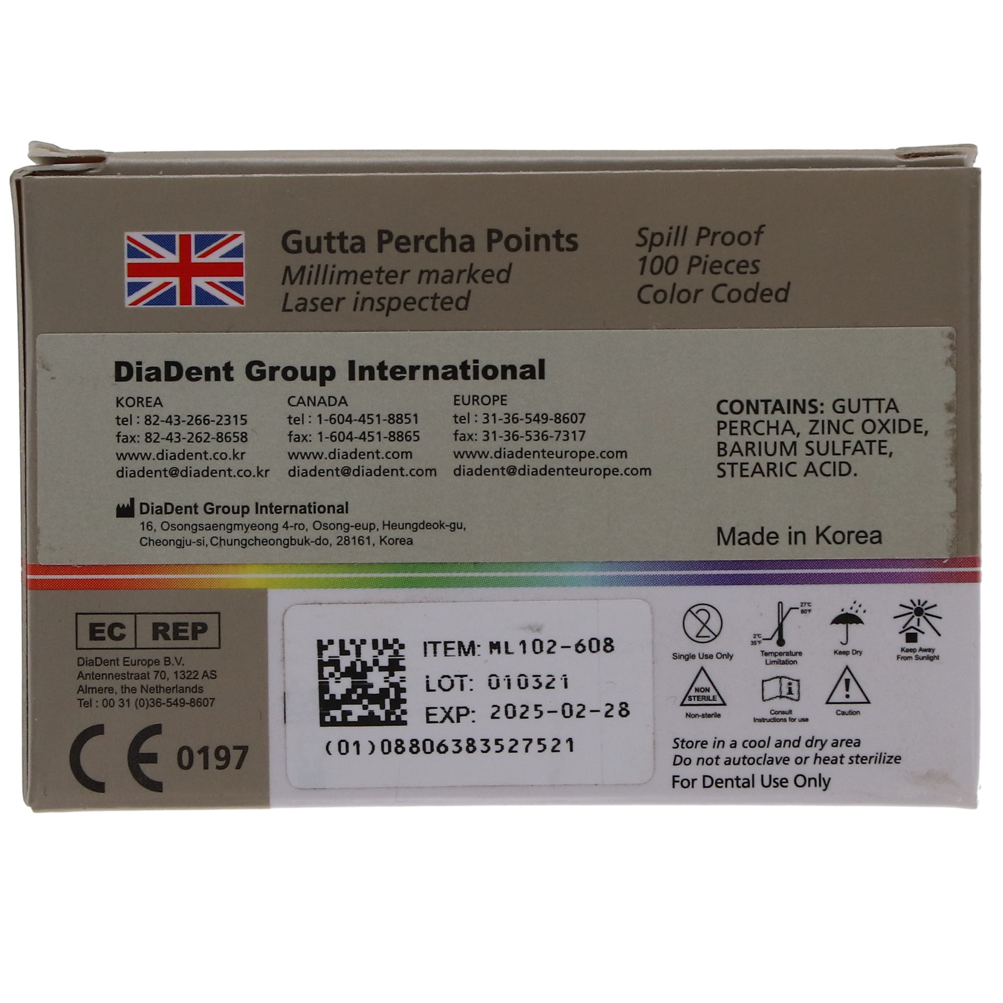 Gutta Percha, ML.029, Accessory Sizes, MMGP Spillproof #L, 100/Pk, ML102-S608 thumbnail 4