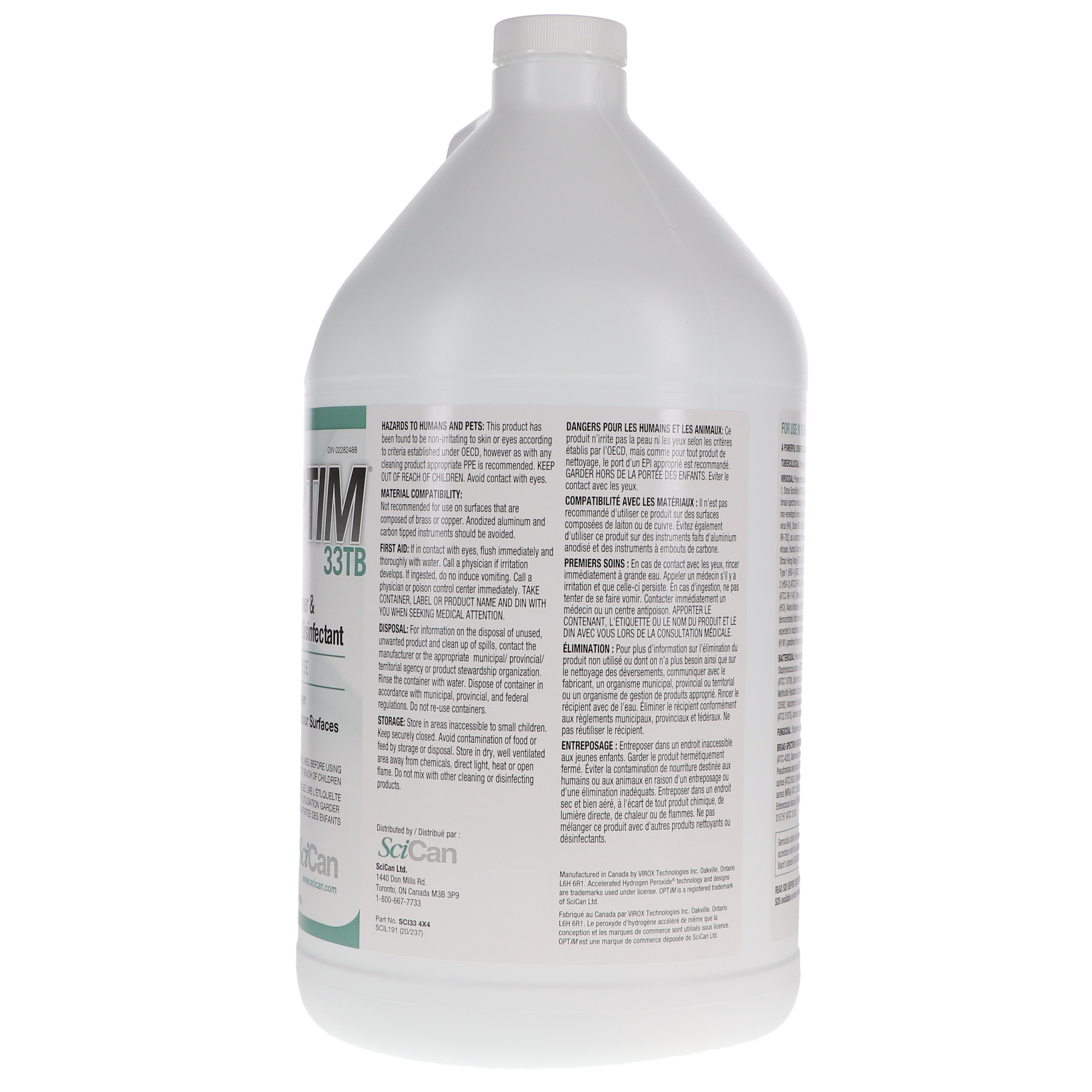 Optim 33TB, Disinfectant Liquid, 4 L Bottle, Unscented, 1/Pk, SCI334X4 thumbnail 3