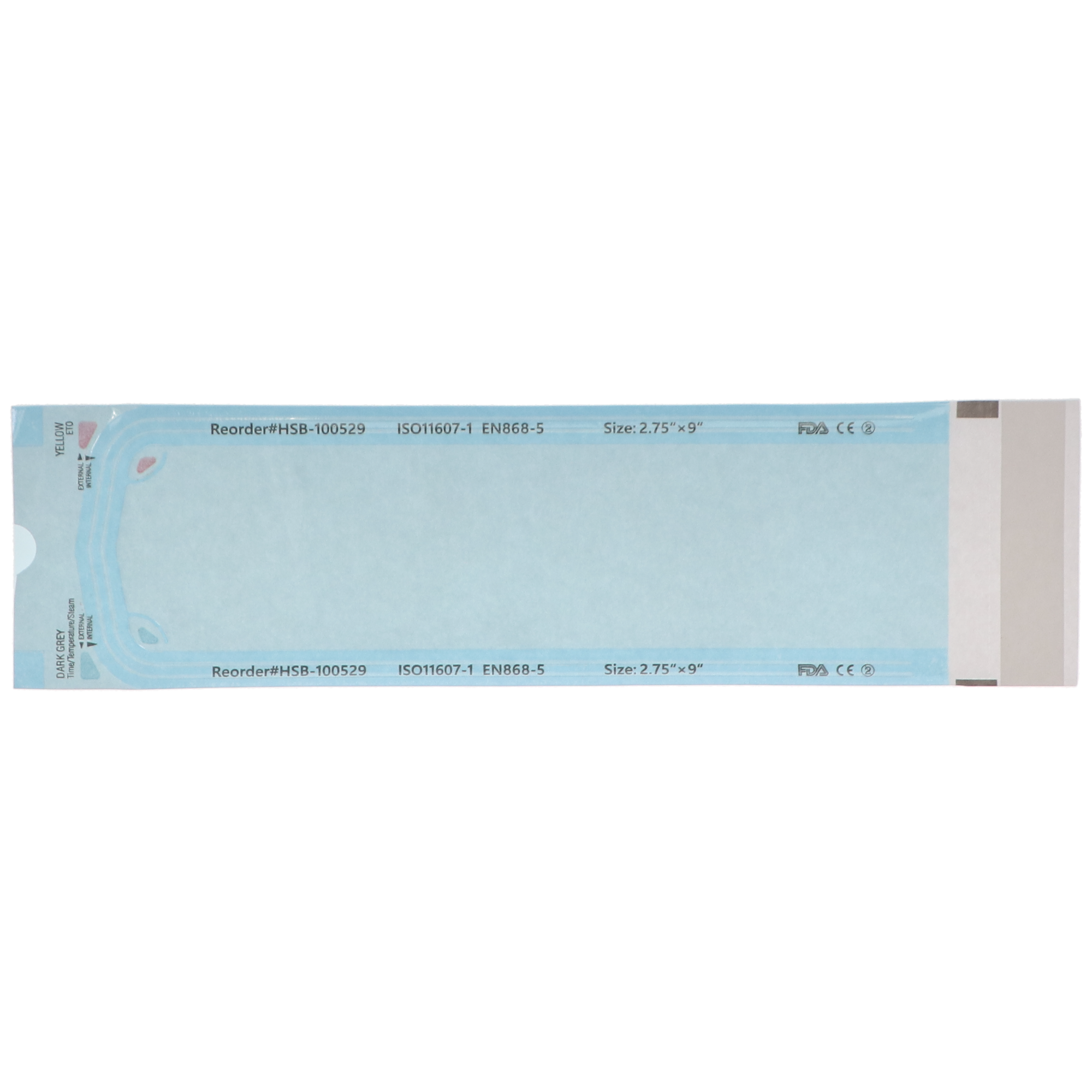 Sterilization Pouch, Class 4, Self-Sealing, Blue Film, 2.75"Â xÂ 9" 200/Pack, 100529 product image