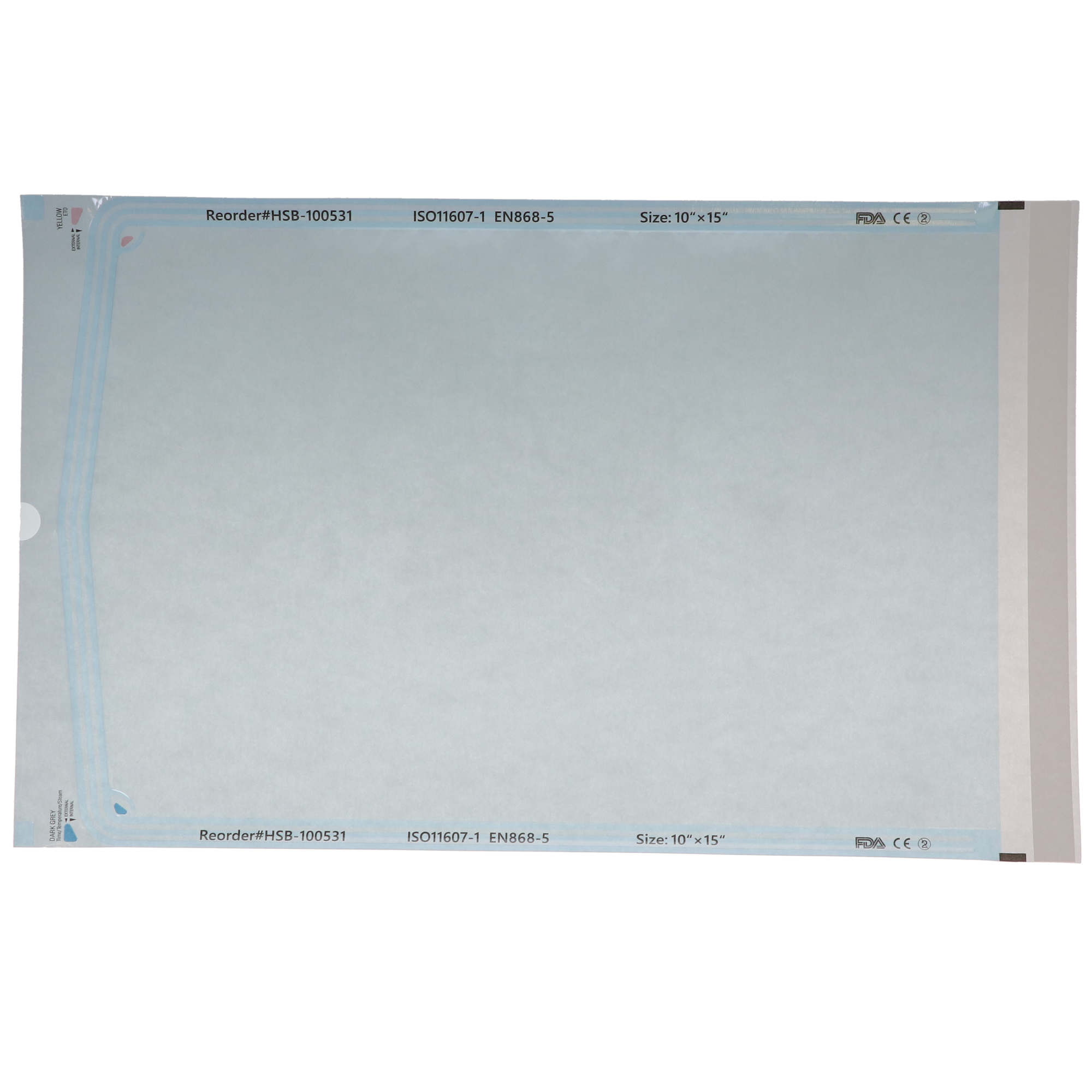 Sterilization Pouch, Class 4, Self-Sealing, Blue Film, 10"Â xÂ 15" 200/Pack, 100531 product image