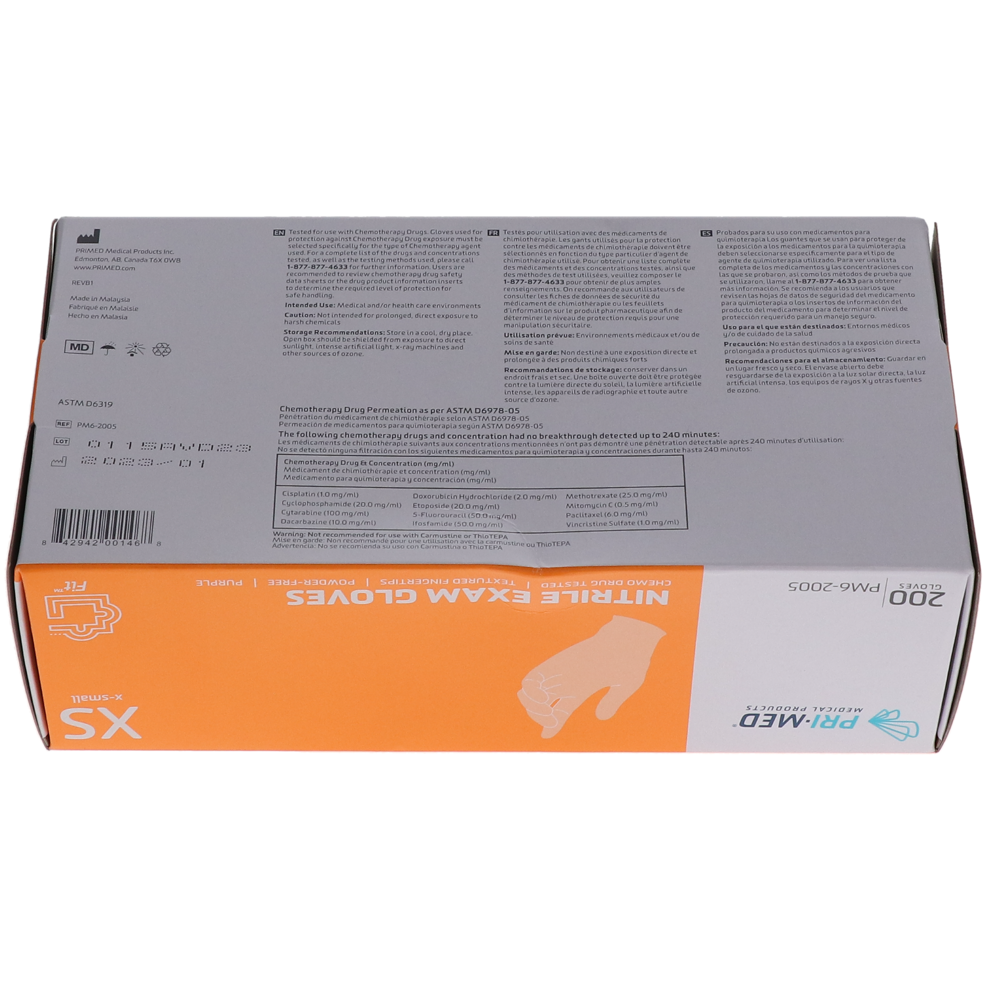 Primed Fit, Nitrile Examination Gloves, X-Small, 200/Box, PM6-2005 thumbnail 2
