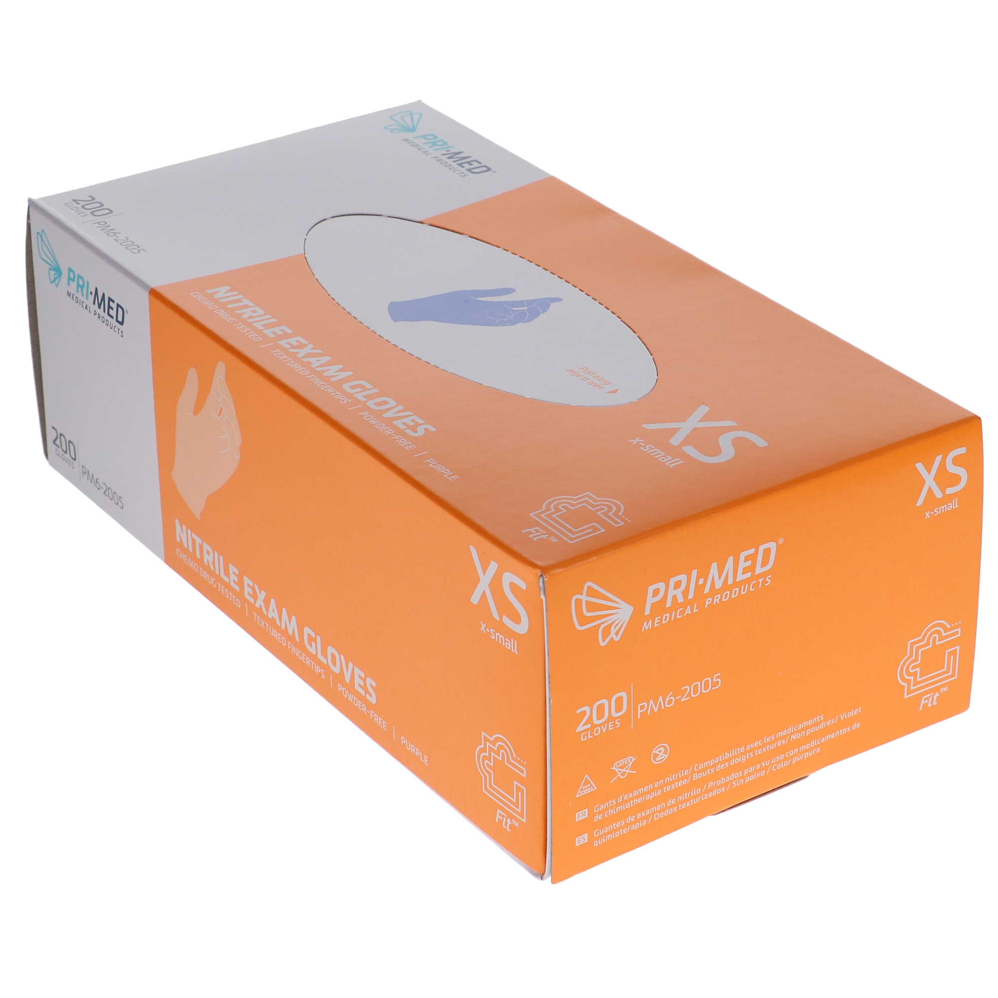 Primed Fit, Nitrile Examination Gloves, X-Small, 200/Box, PM6-2005 thumbnail 3