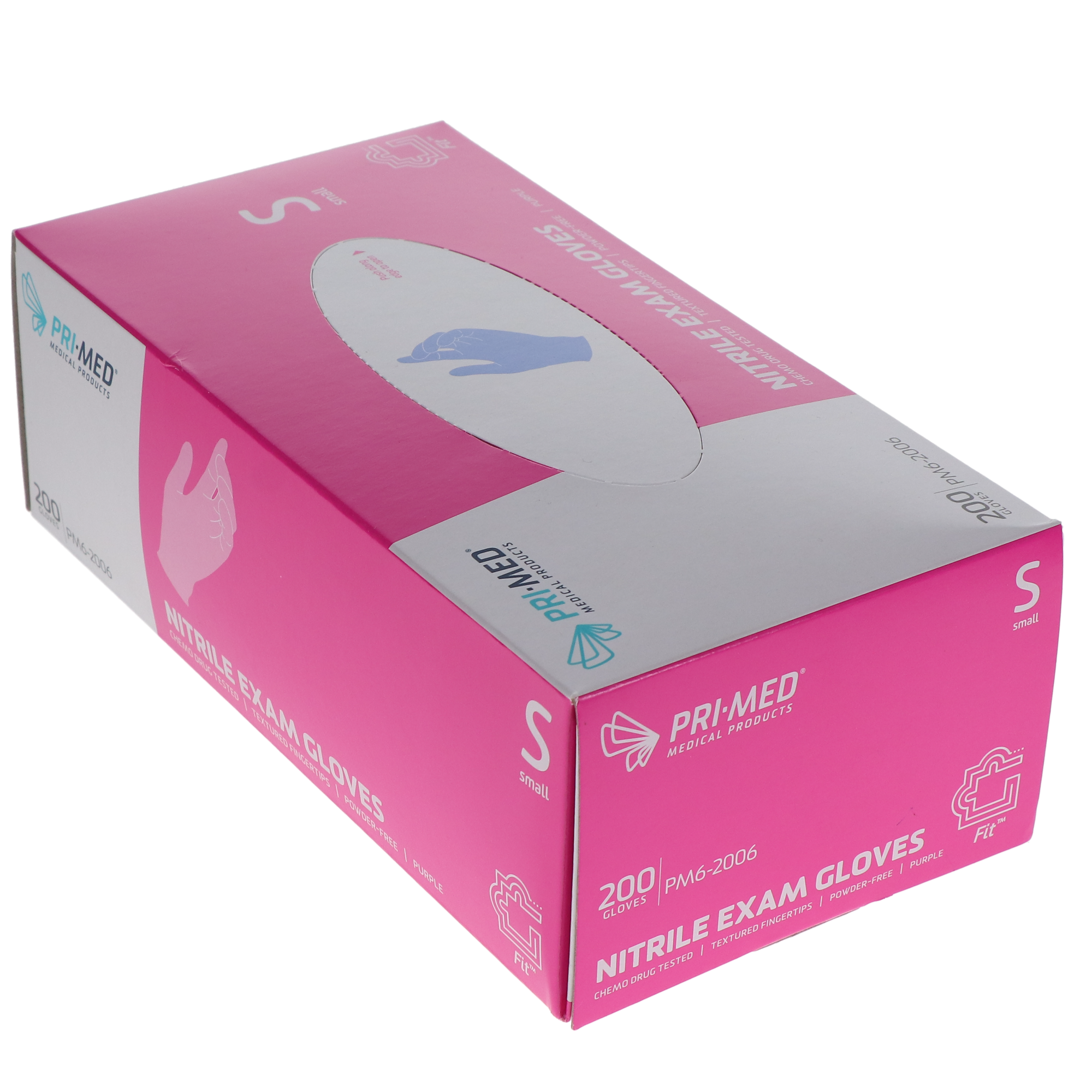 Primed Fit, Nitrile Examination Gloves, Small, 200/Box, PM6-2006 thumbnail 2