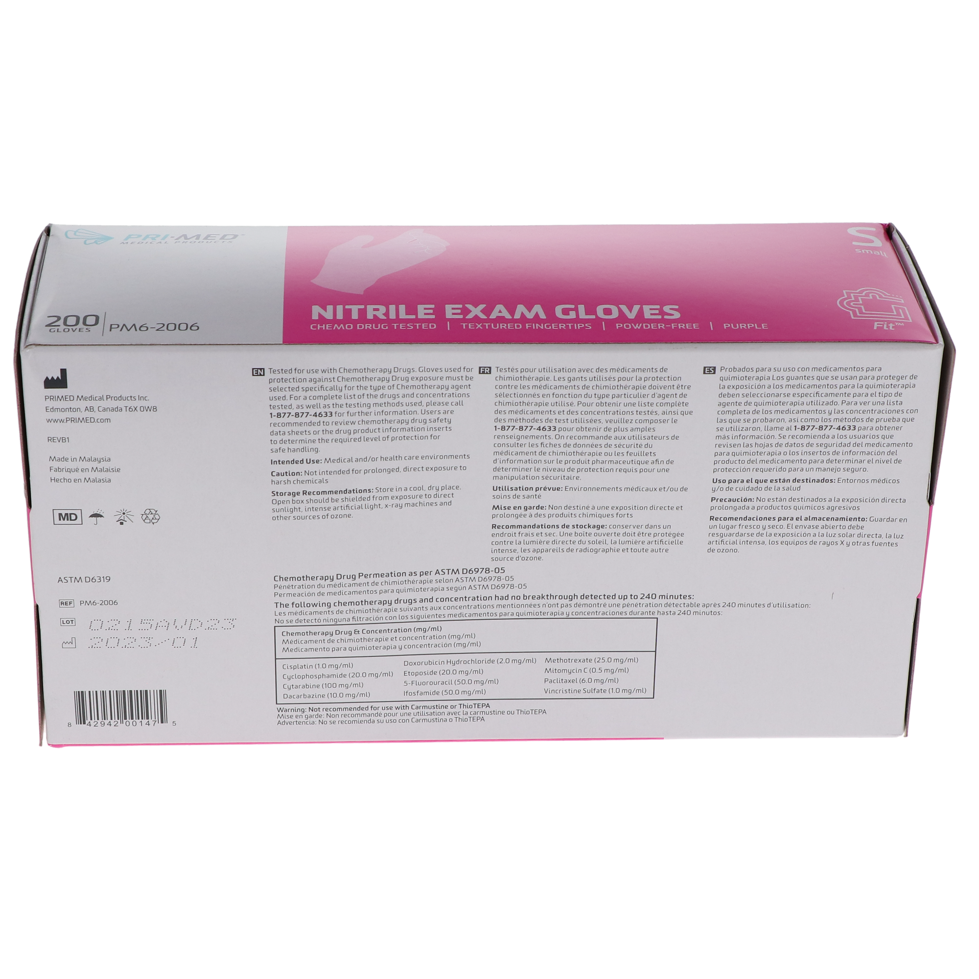 Primed Fit, Nitrile Examination Gloves, Small, 200/Box, PM6-2006 thumbnail 3