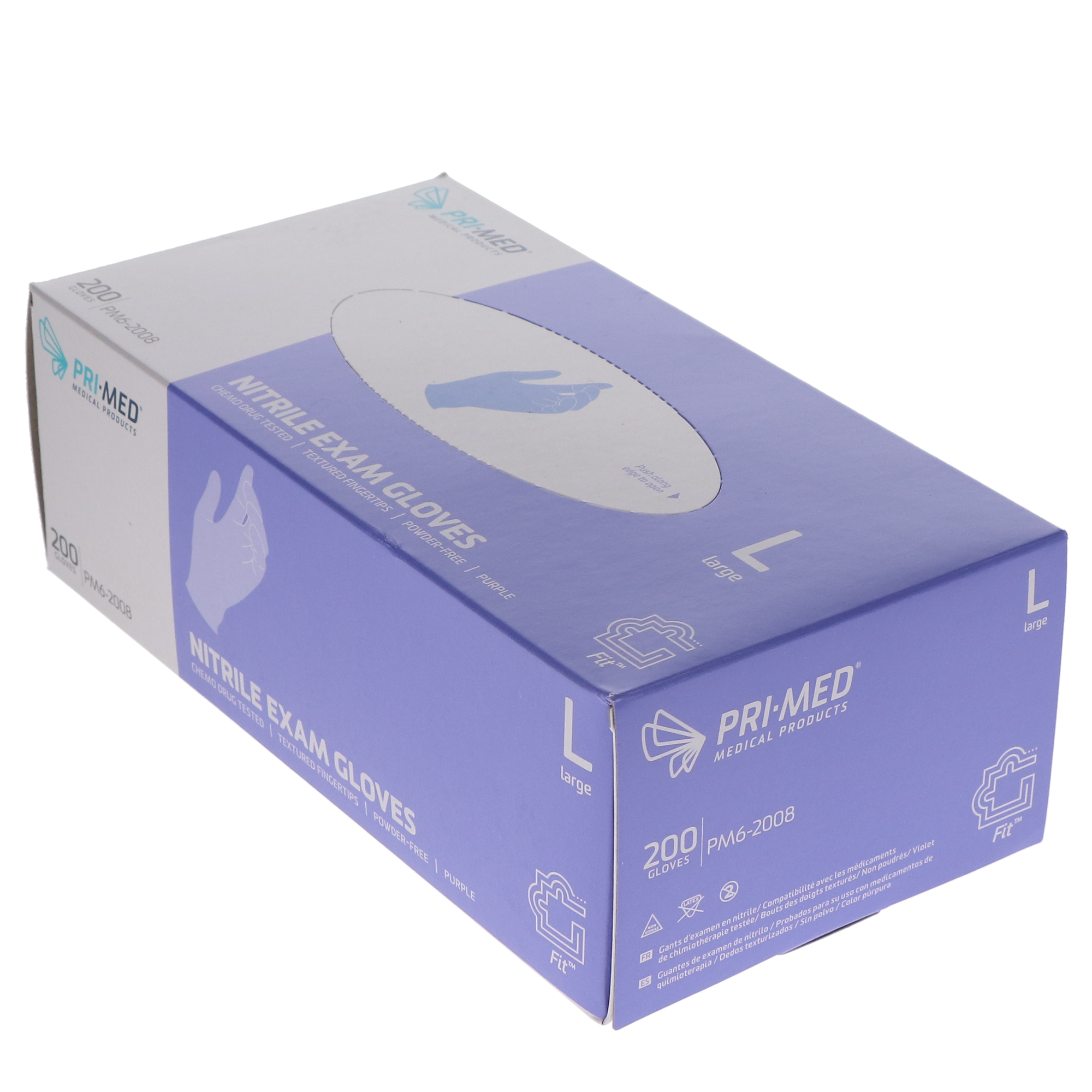 Primed Fit, Nitrile Examination Gloves, Large, 200/Box, PM6-2008 thumbnail 2